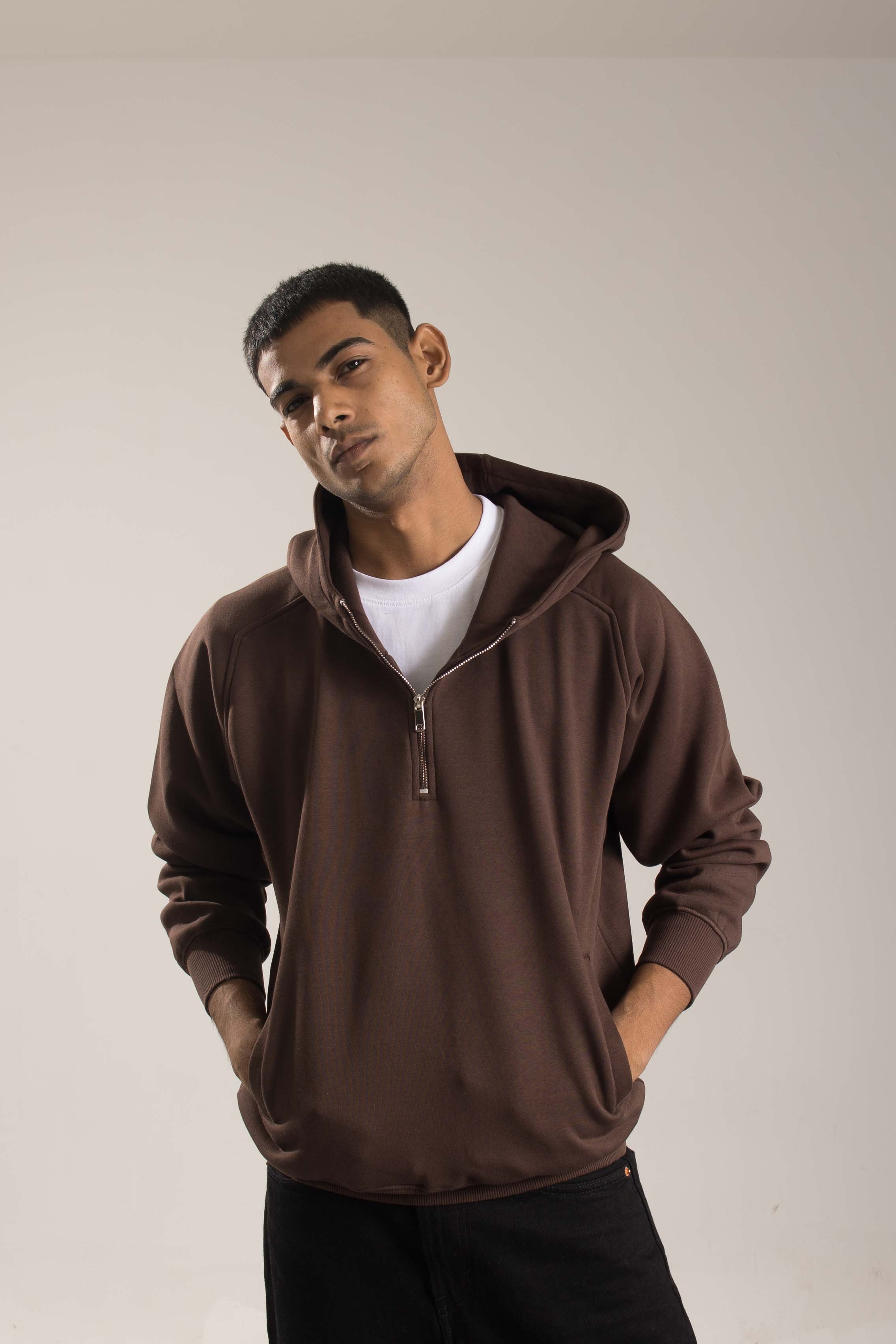 Oneway Men Solid Brown Sweat Shirt