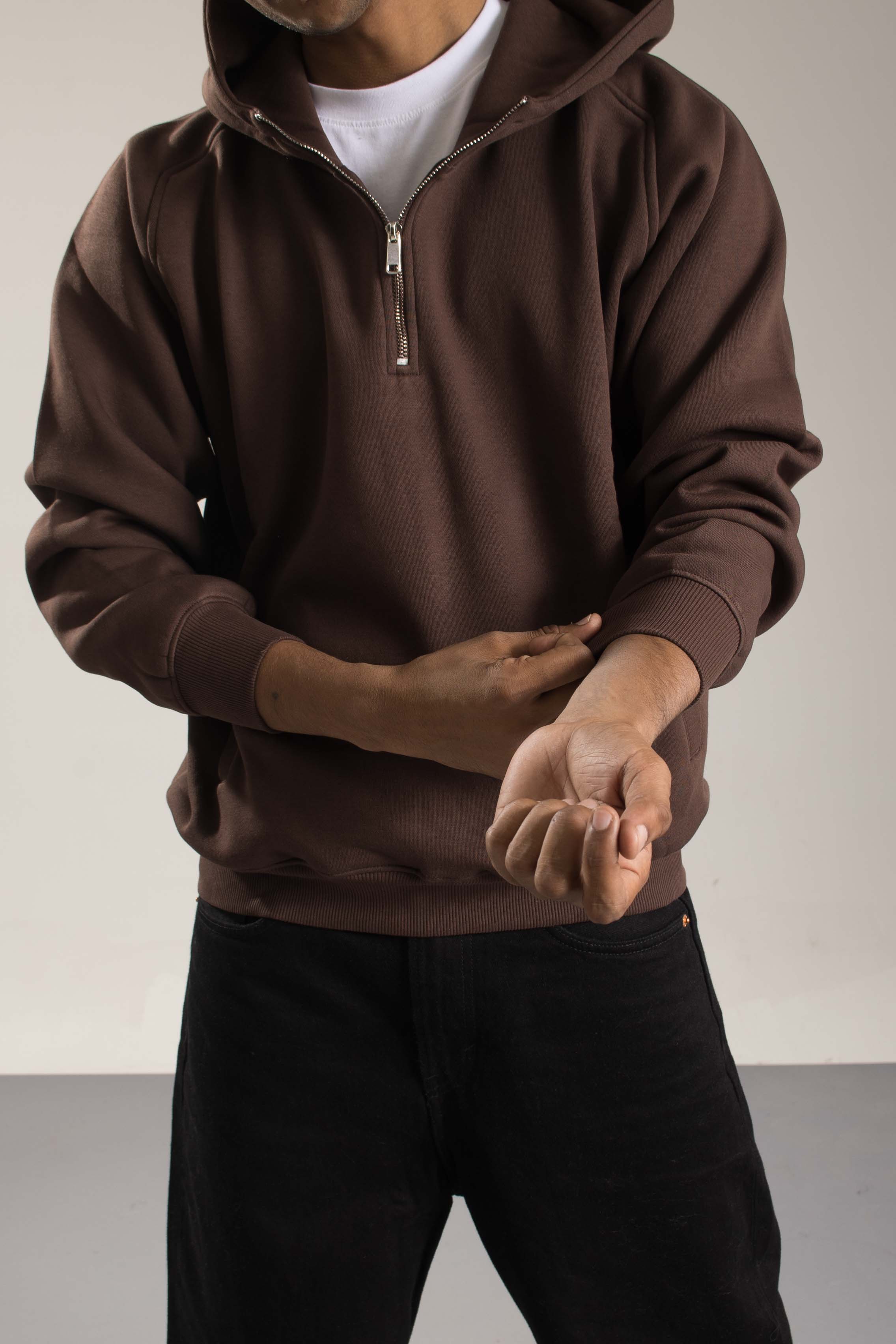 Oneway Men Solid Brown Sweat Shirt