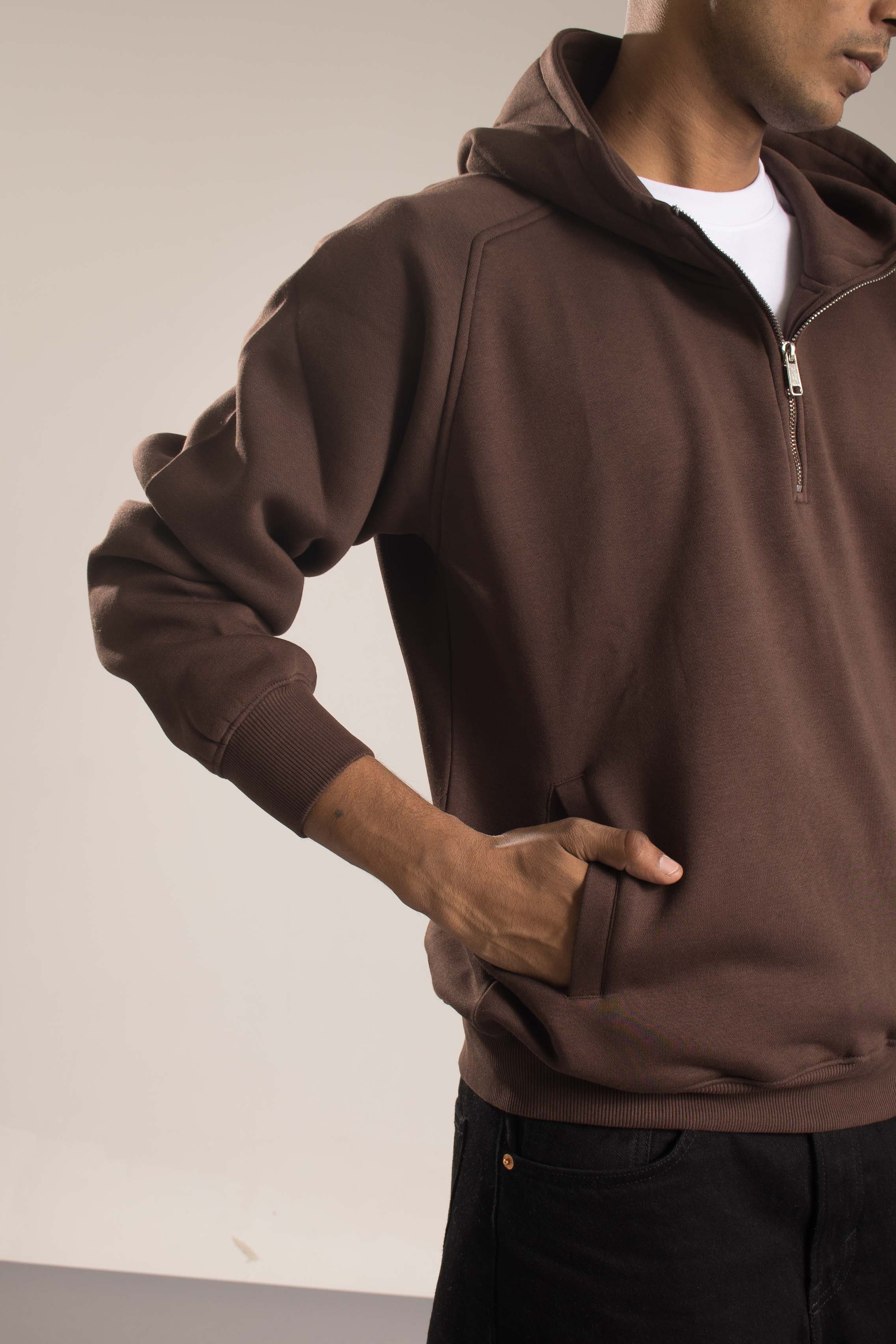 Oneway Men Solid Brown Sweat Shirt
