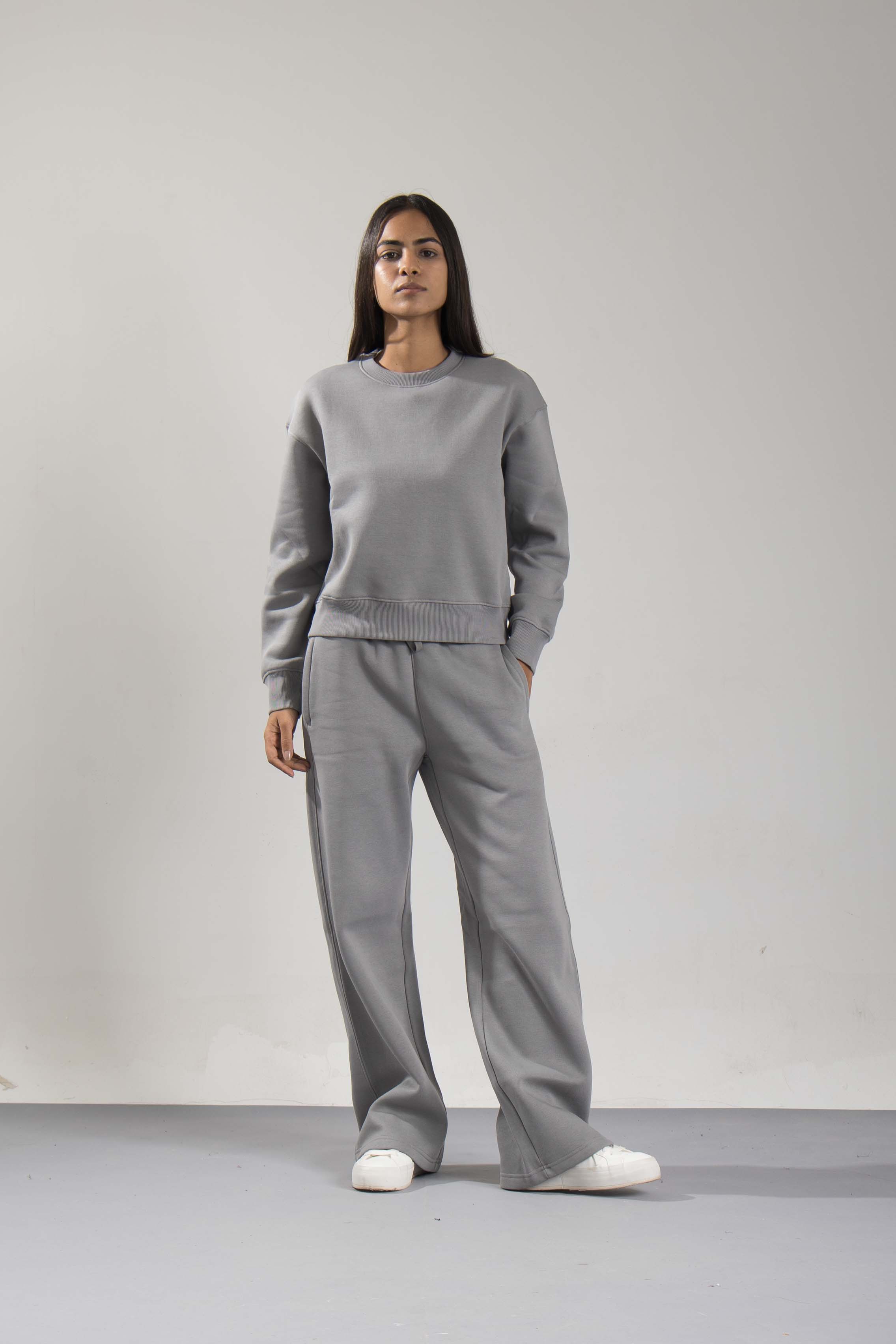 Oneway Women Solid Grey Track Suit