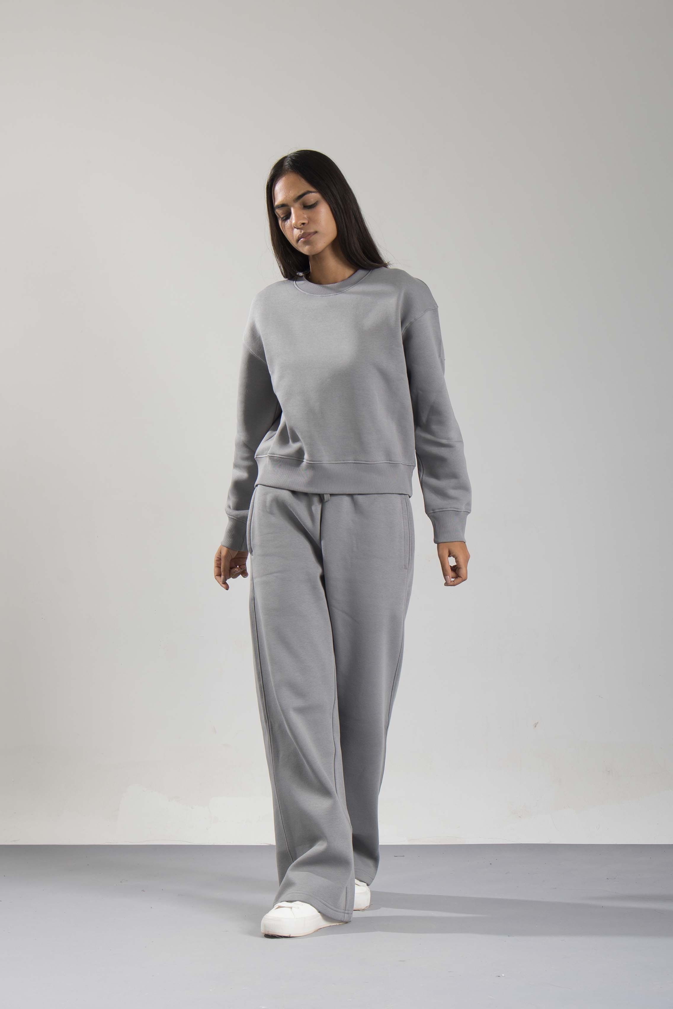 Oneway Women Solid Grey Track Suit