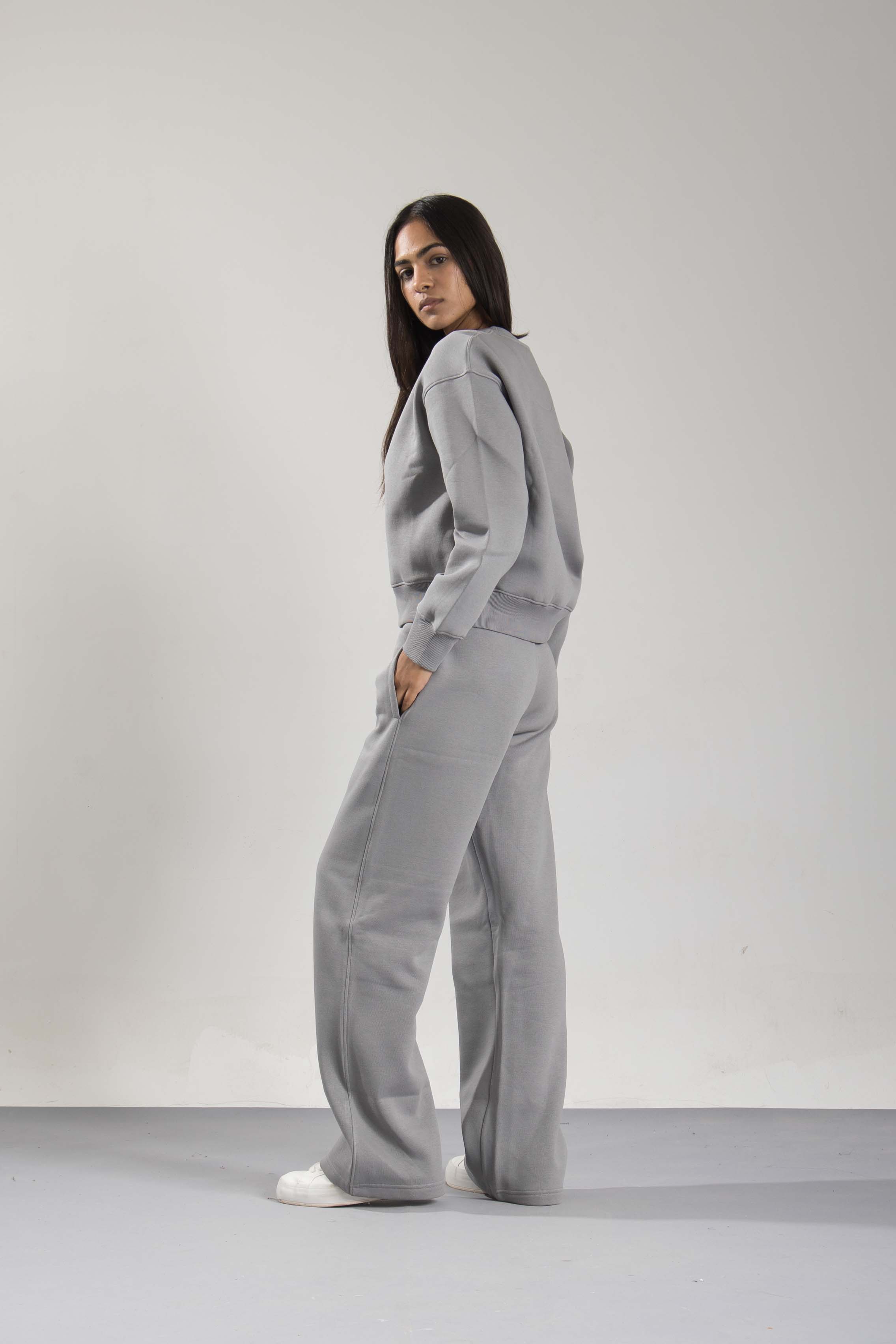 Oneway Women Solid Grey Track Suit
