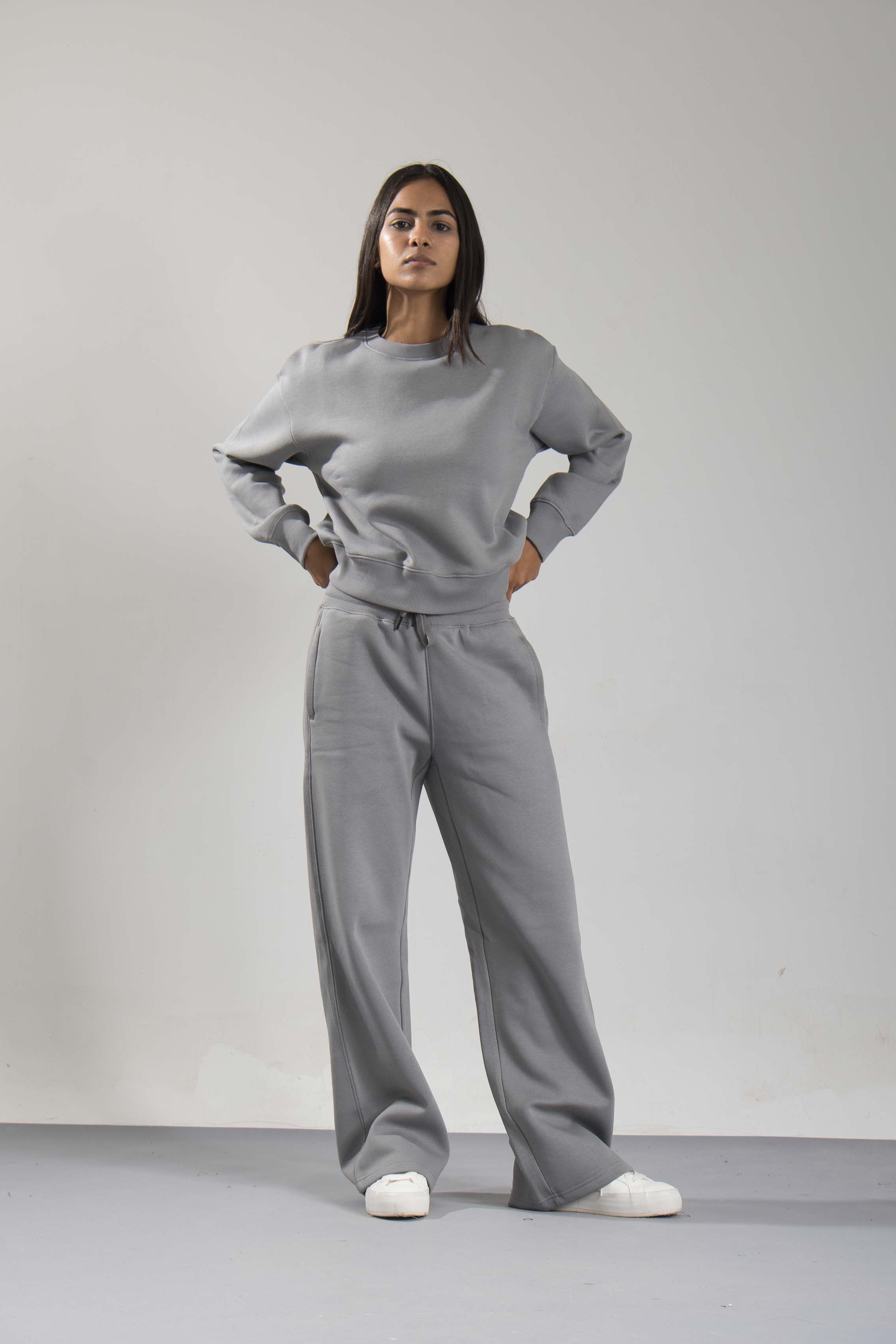Oneway Women Solid Grey Track Suit