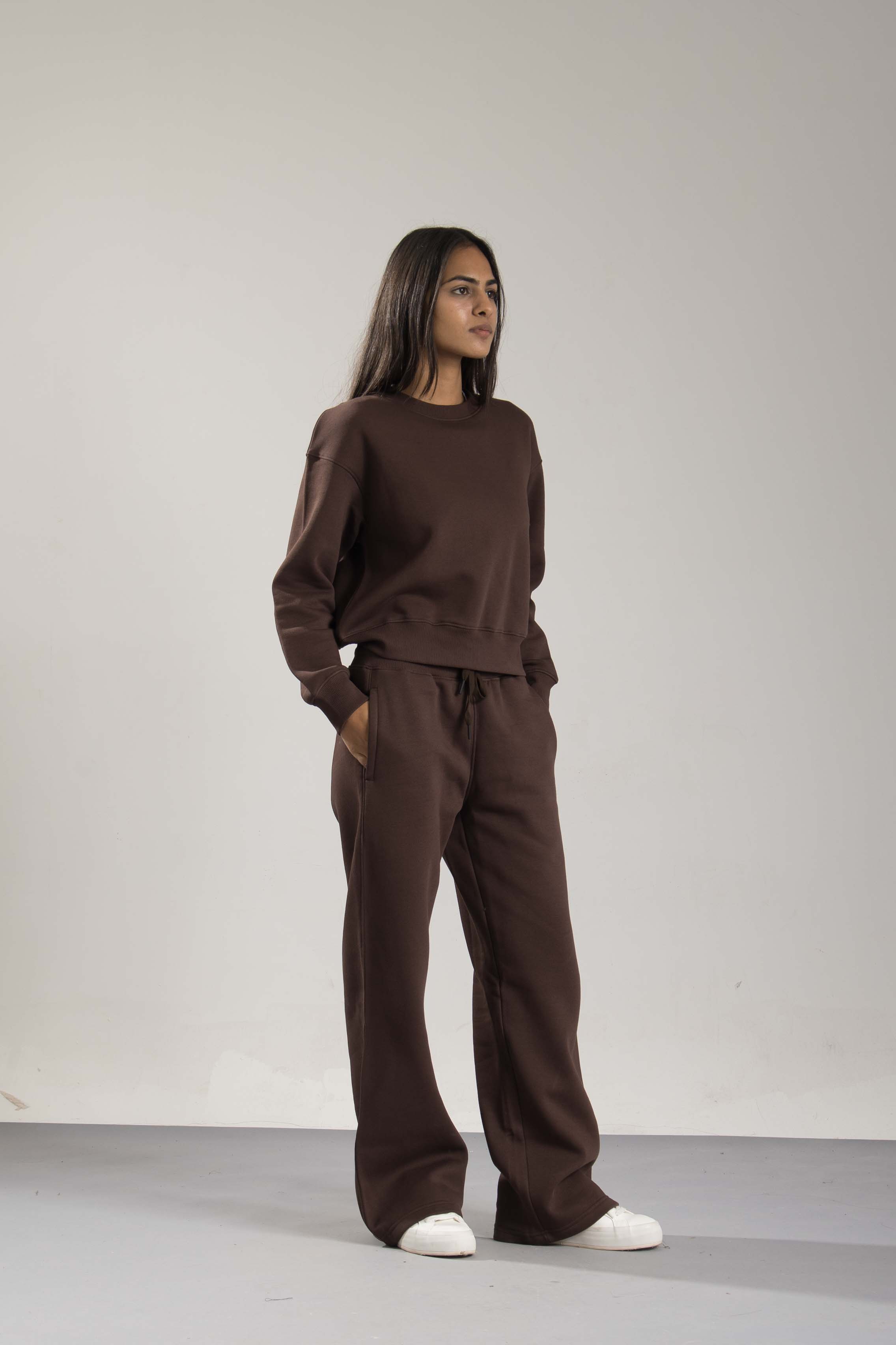 Oneway Women Solid Brown Track Suit