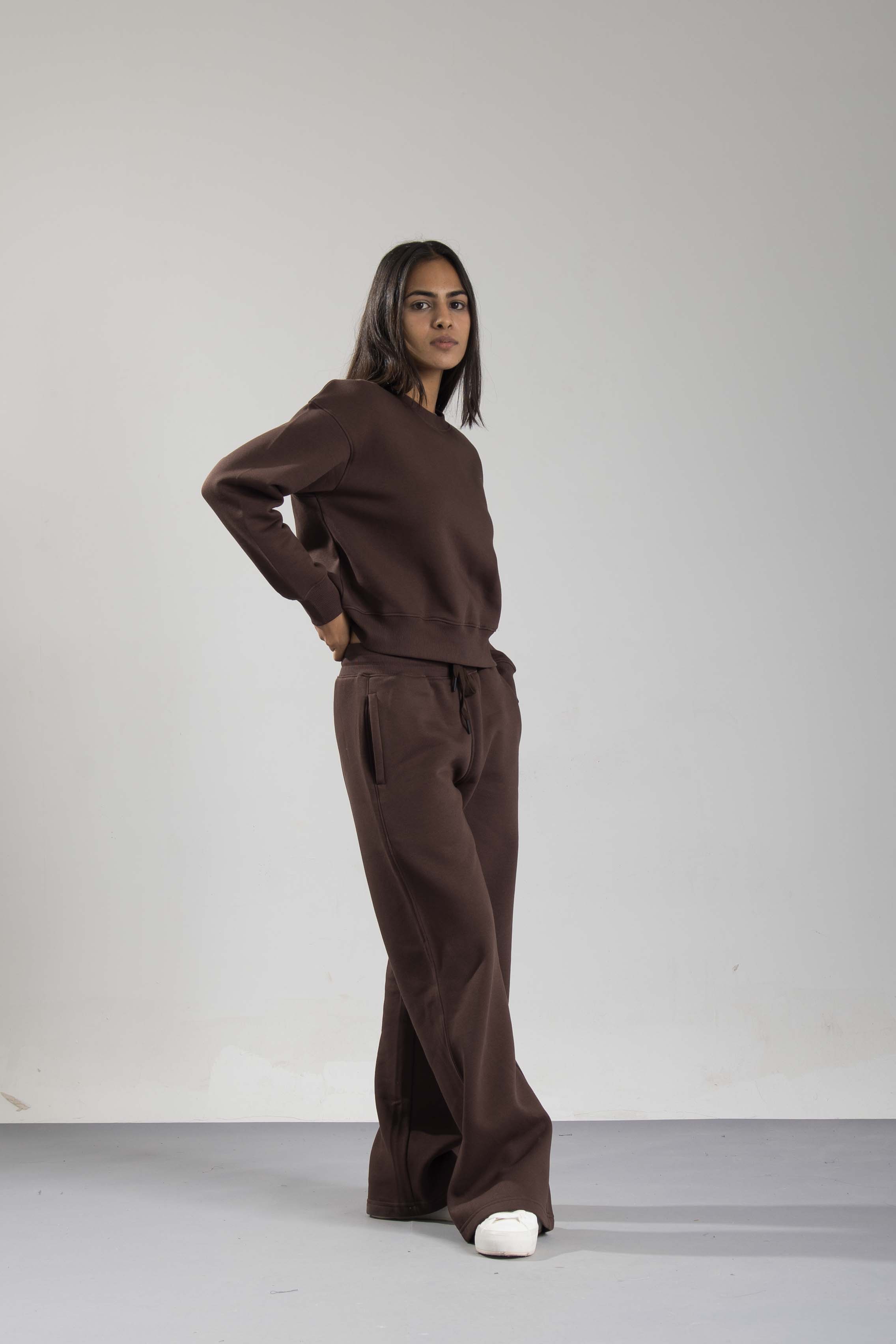 Oneway Women Solid Brown Track Suit