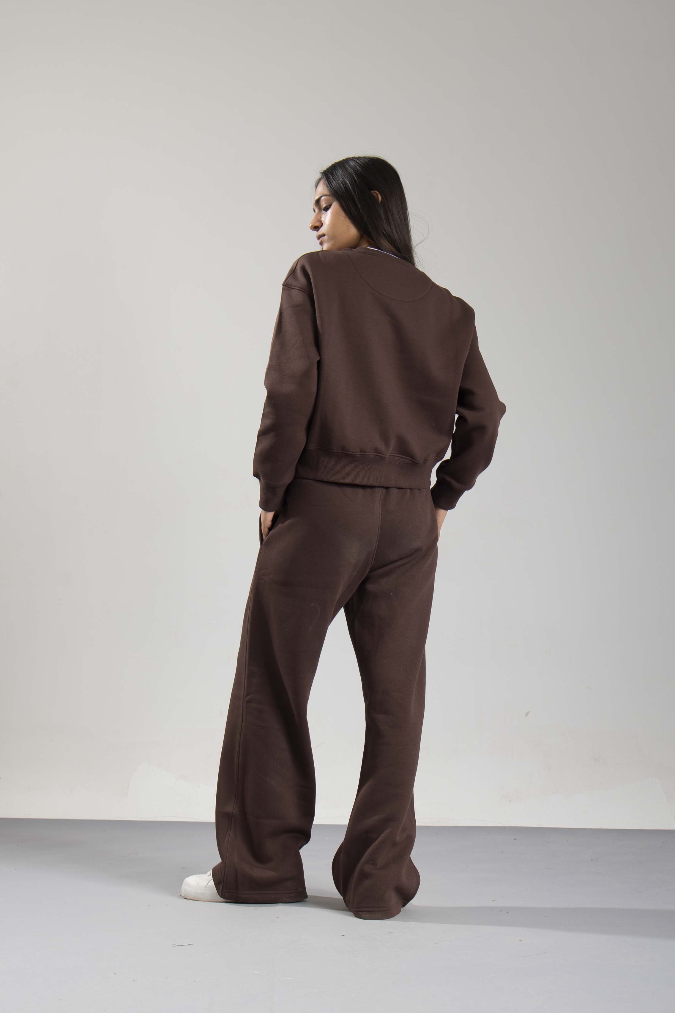 Oneway Women Solid Brown Track Suit