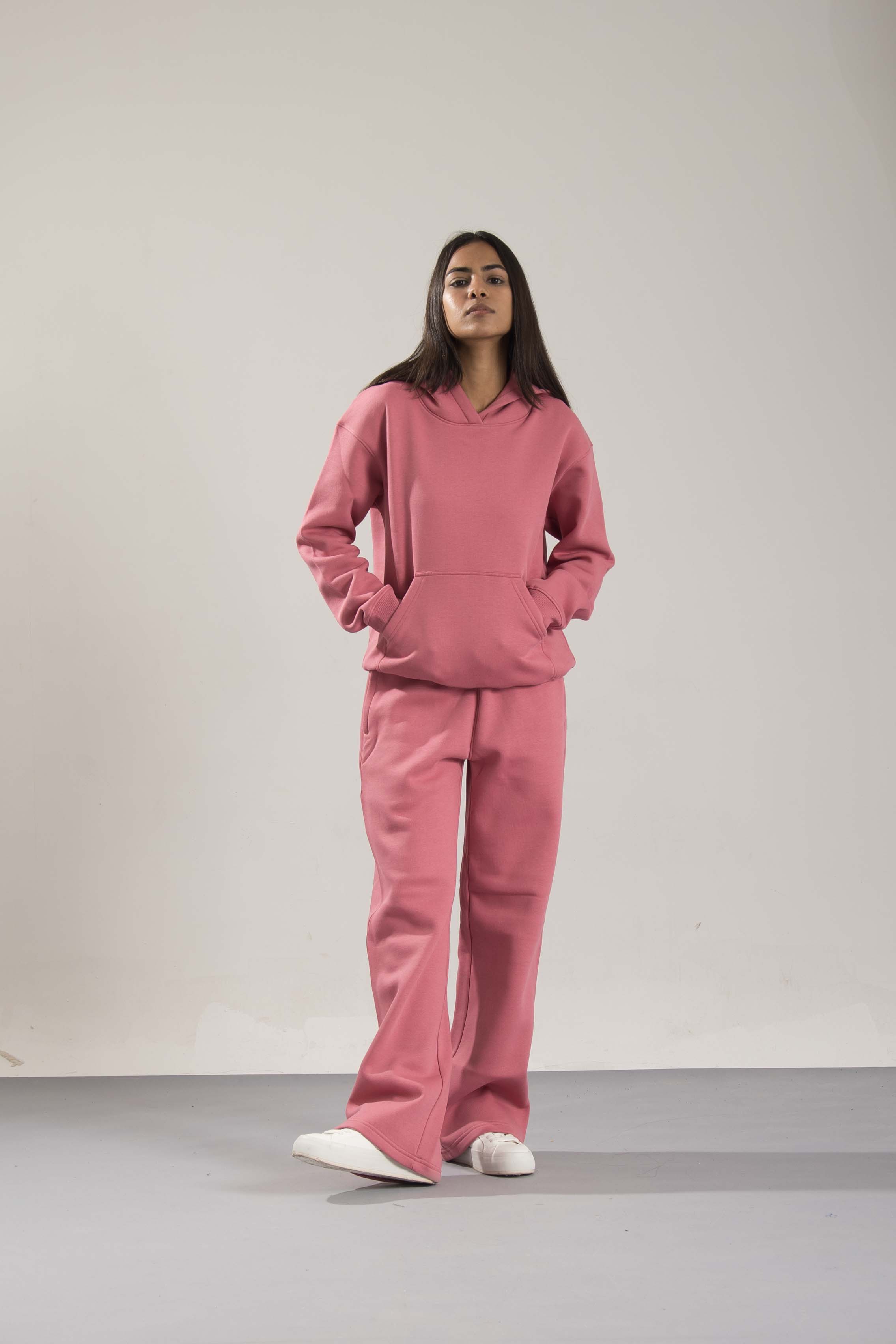 Oneway Women Solid Pink Track Suit