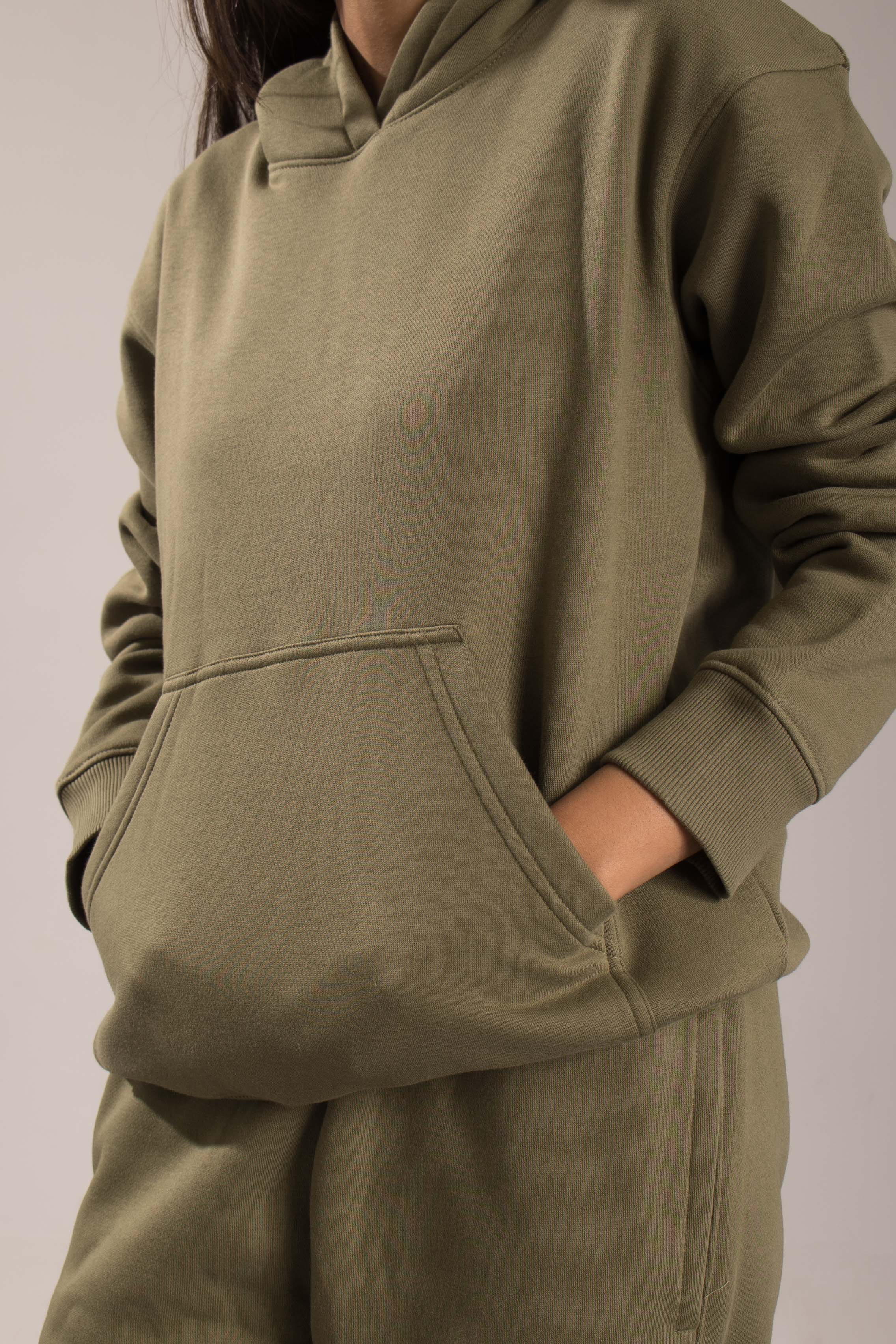 Oneway Women Solid Olive Track Suit