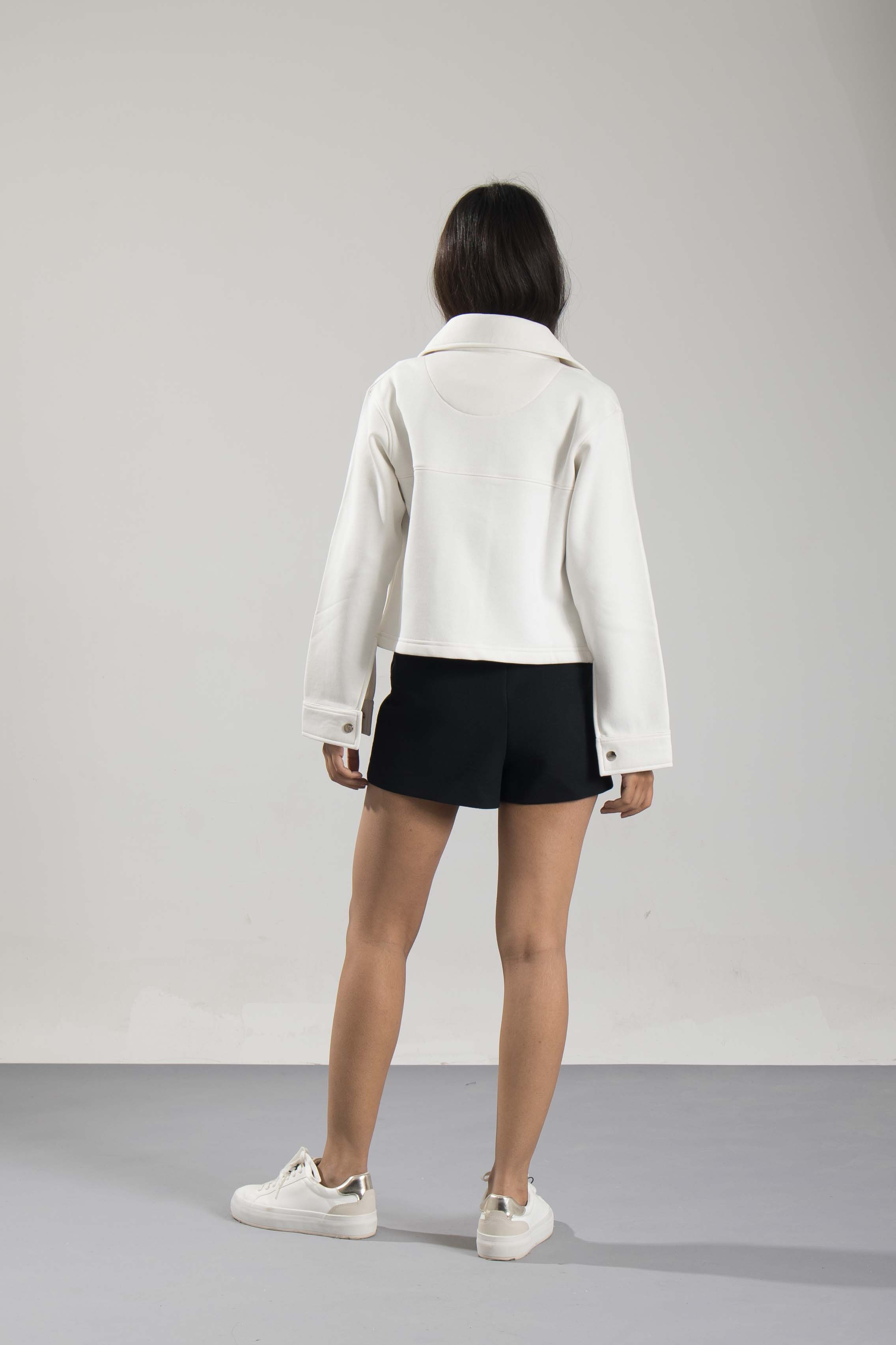 Oneway Women Solid Off White Coat