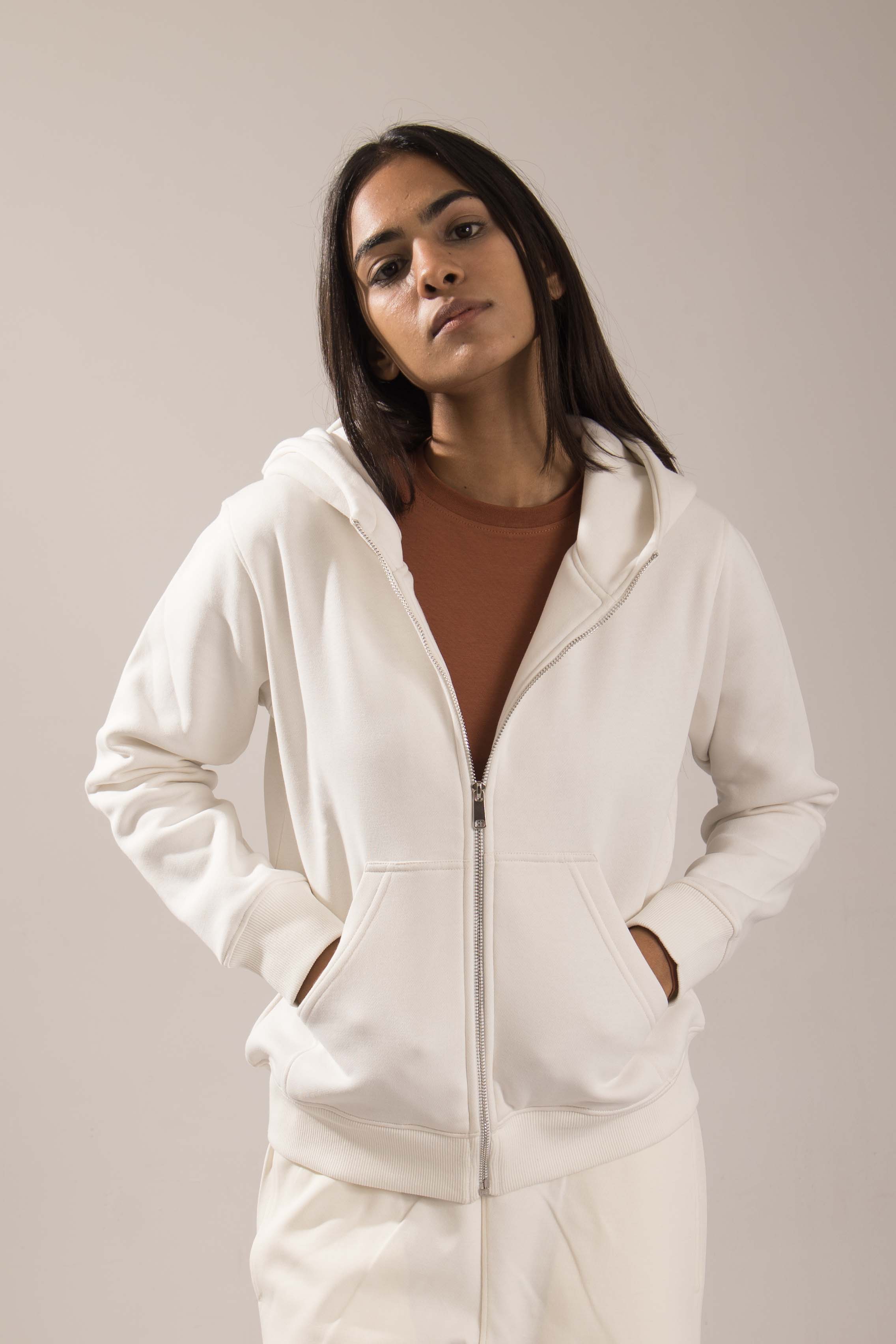 Oneway Women Solid Off White Jacket