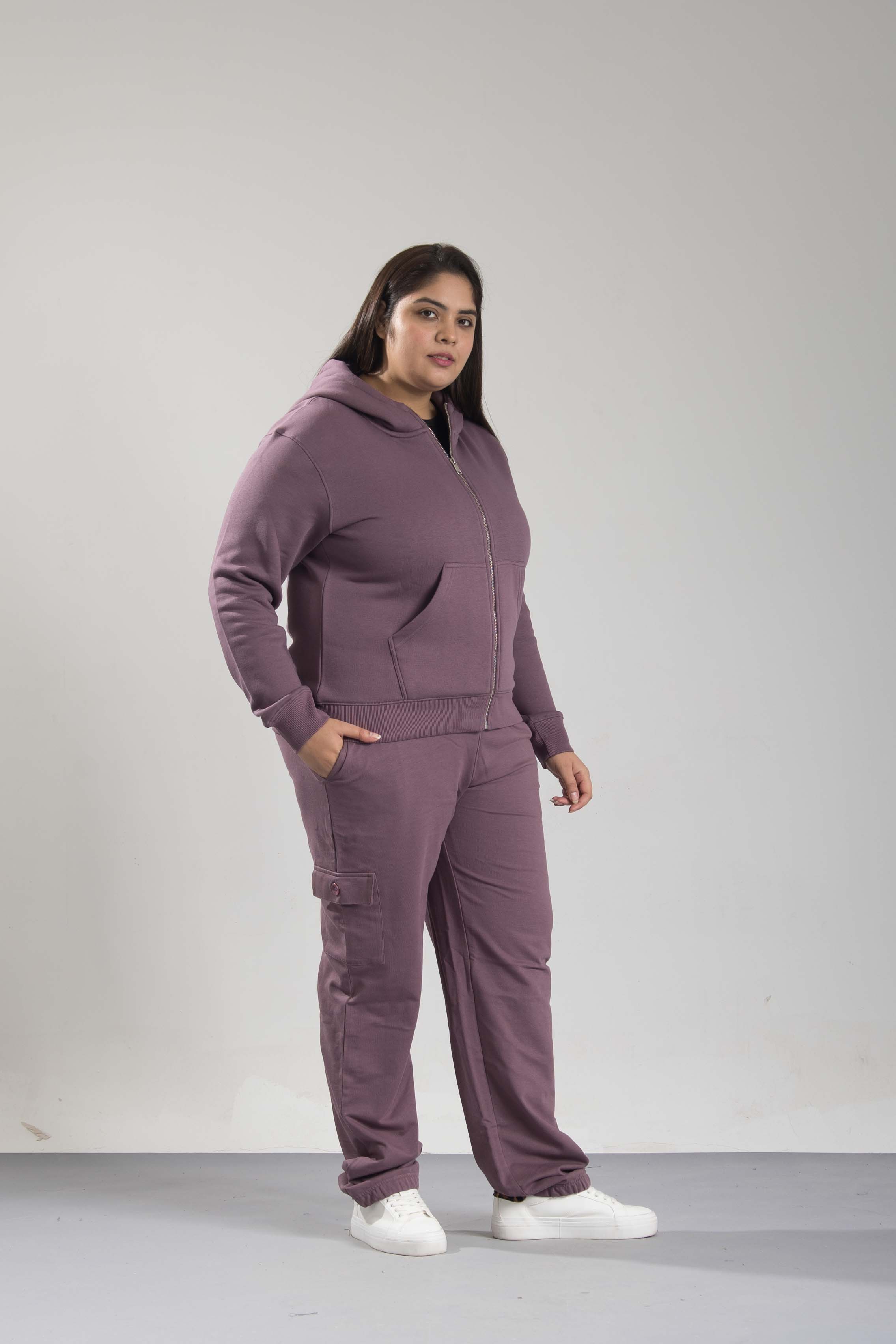 Oneway Women's Comfort Fit Full Sleeve Solid Purple Jacket