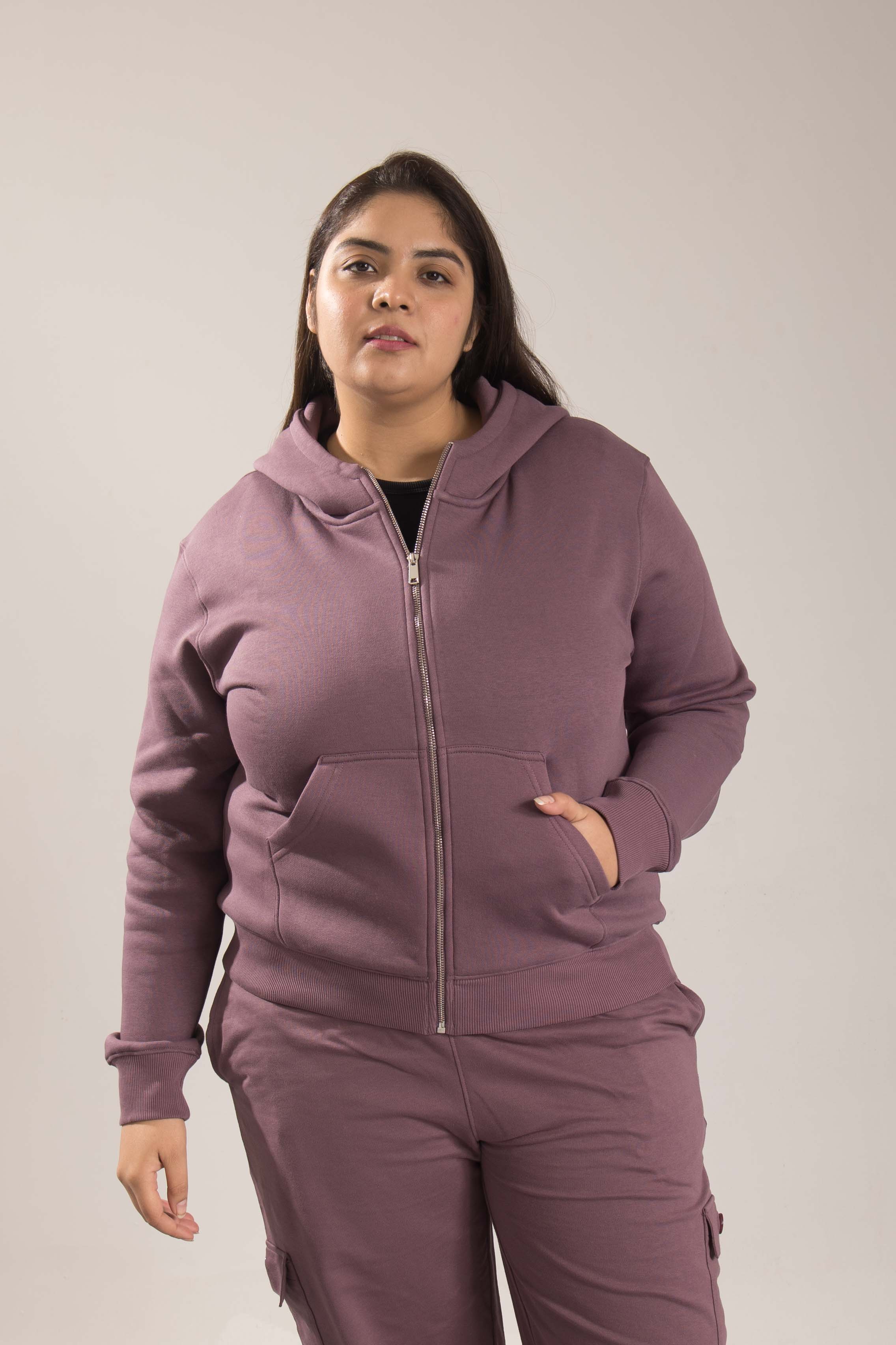 Oneway Women's Comfort Fit Full Sleeve Solid Purple Jacket