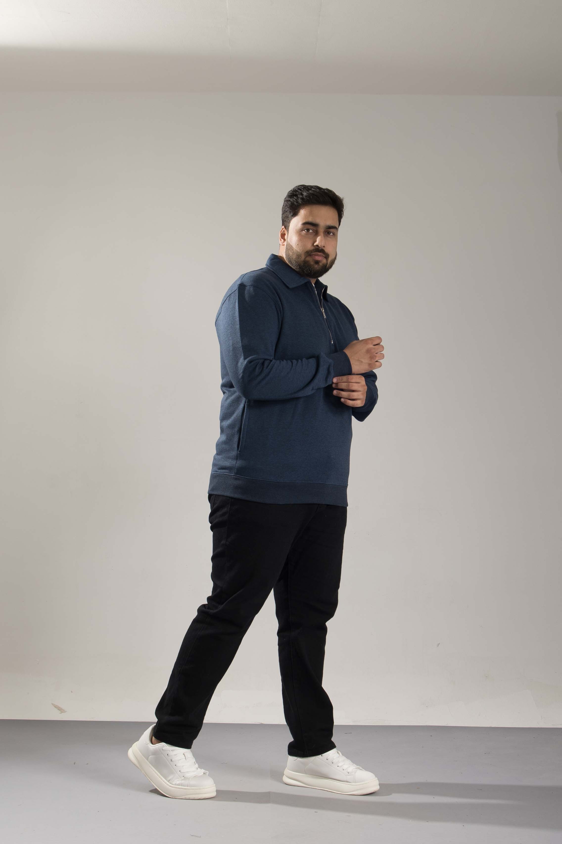 Oneway Men's Comfort Fit Full Sleeve Solid Dark Blue Sweat Shirt