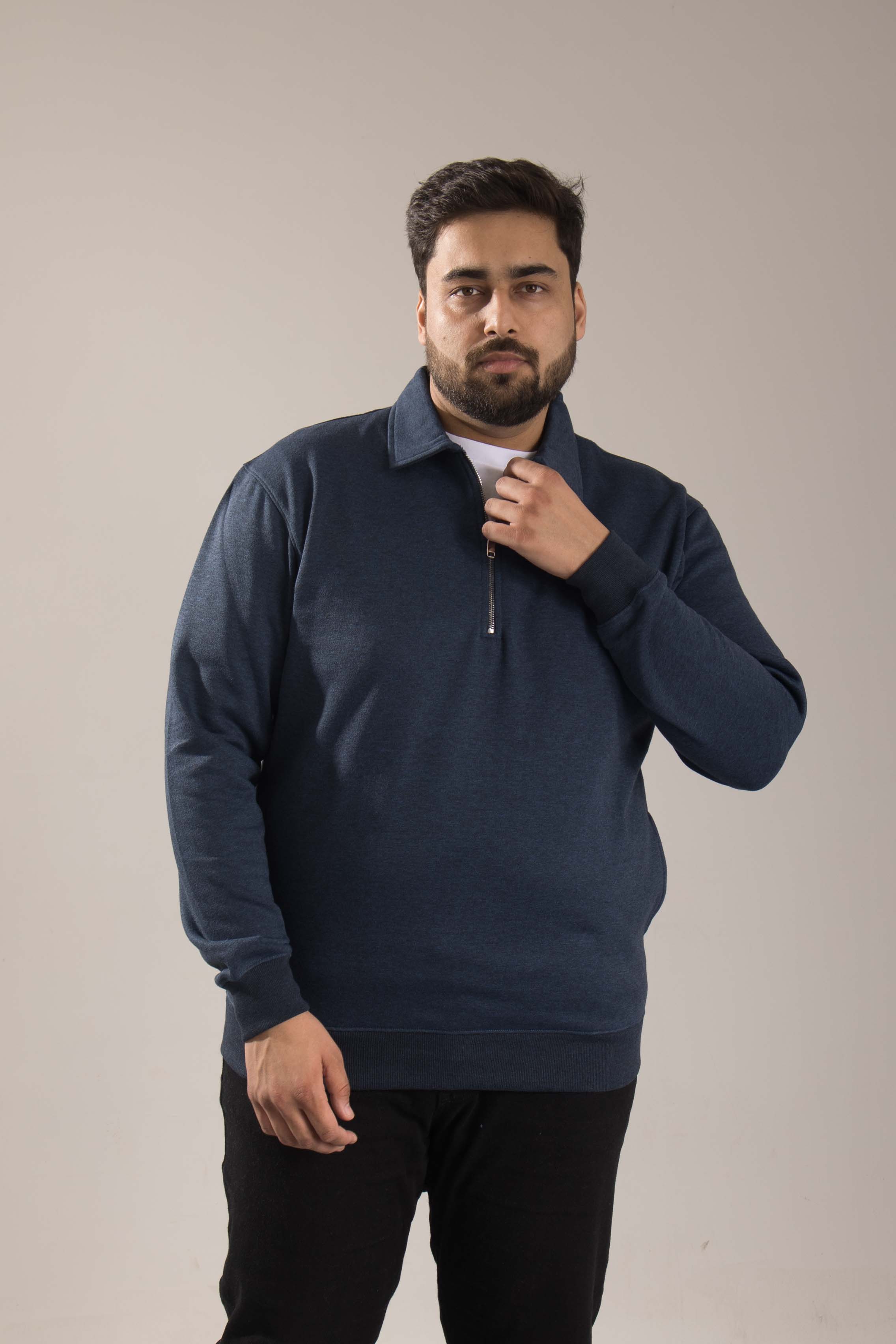 Oneway Men's Comfort Fit Full Sleeve Solid Dark Blue Sweat Shirt