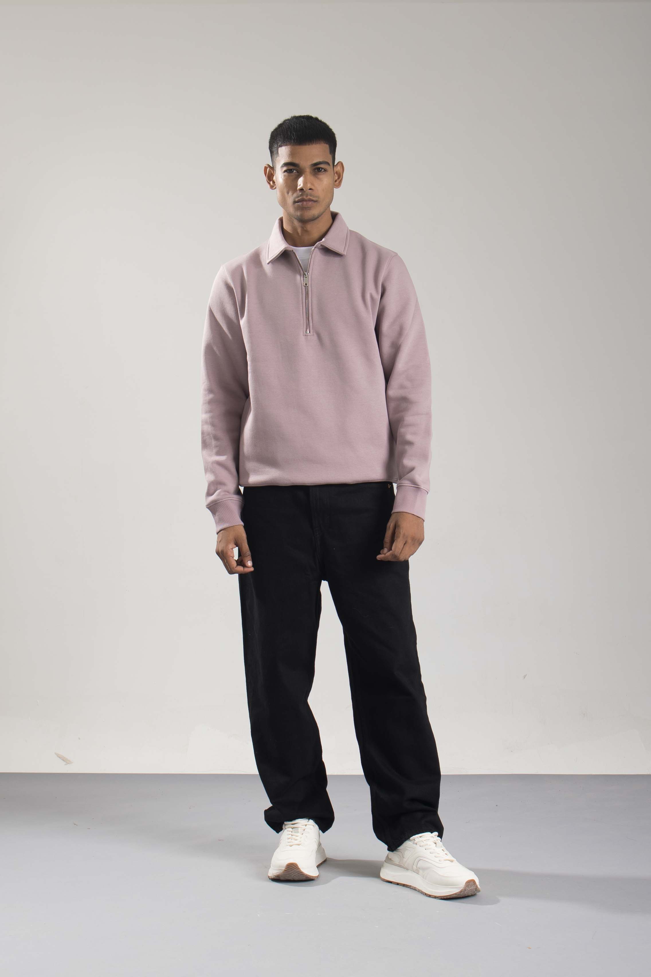 Oneway Men Solid Purple Sweat Shirt