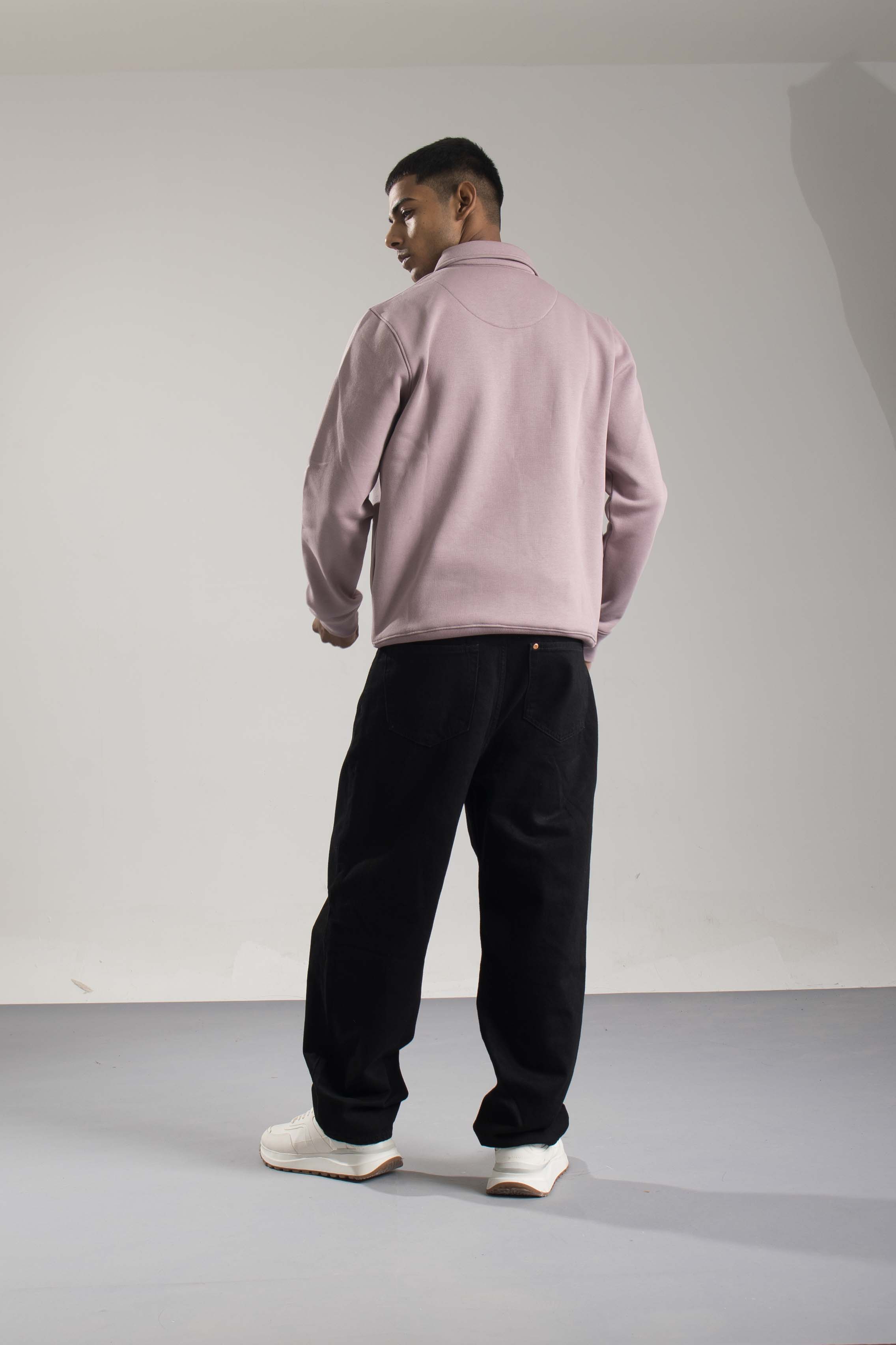 Oneway Men Solid Purple Sweat Shirt