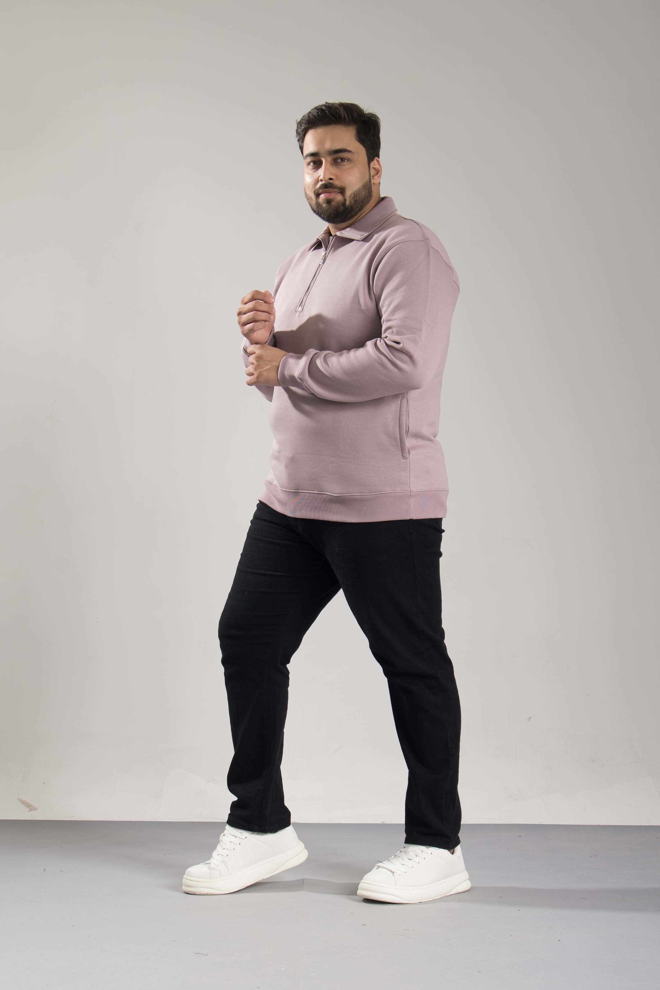 Oneway Men's Comfort Fit Full Sleeve Solid Purple Sweat Shirt