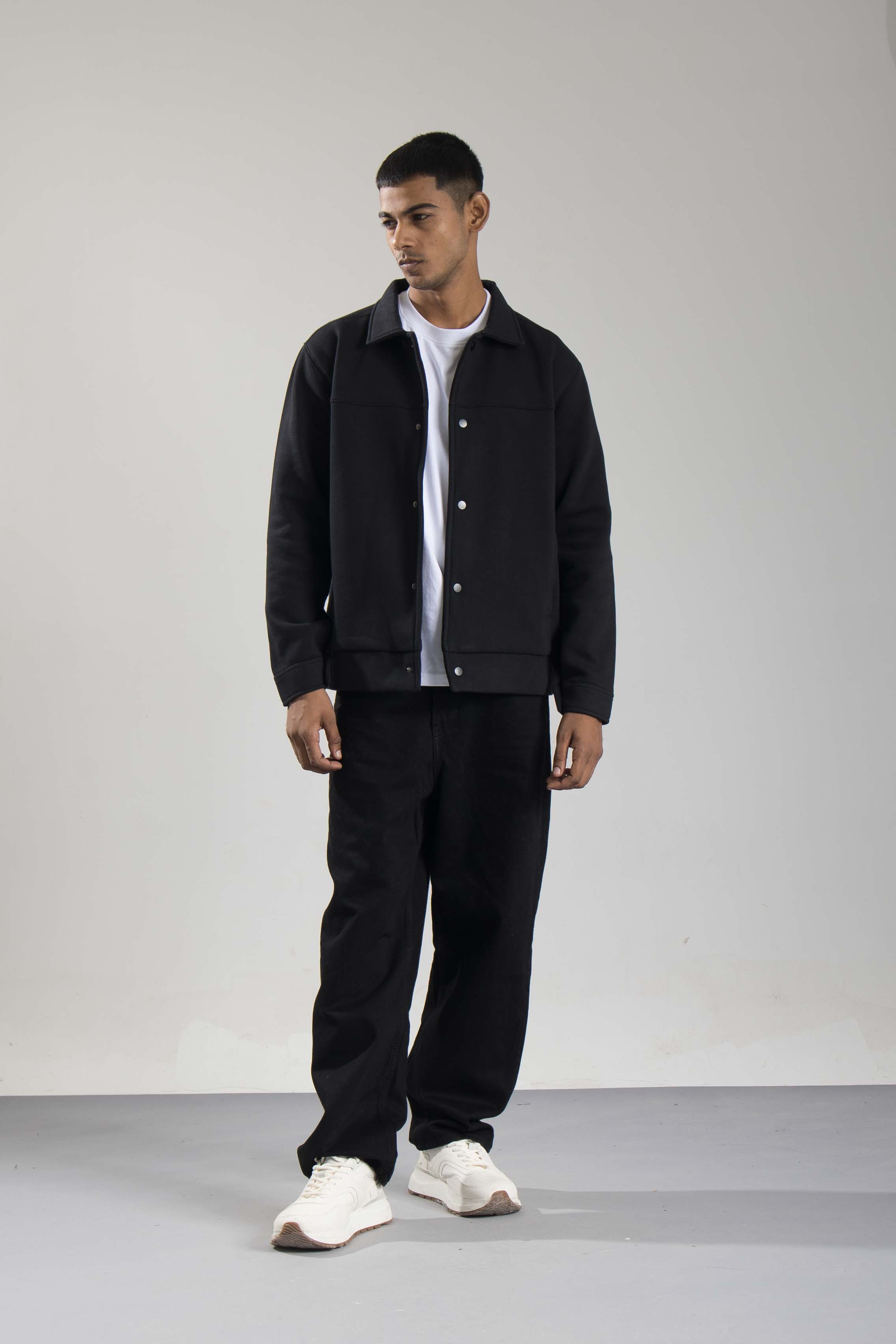 Oneway Men's Regular Fit Full Sleeve Solid Black Jacket