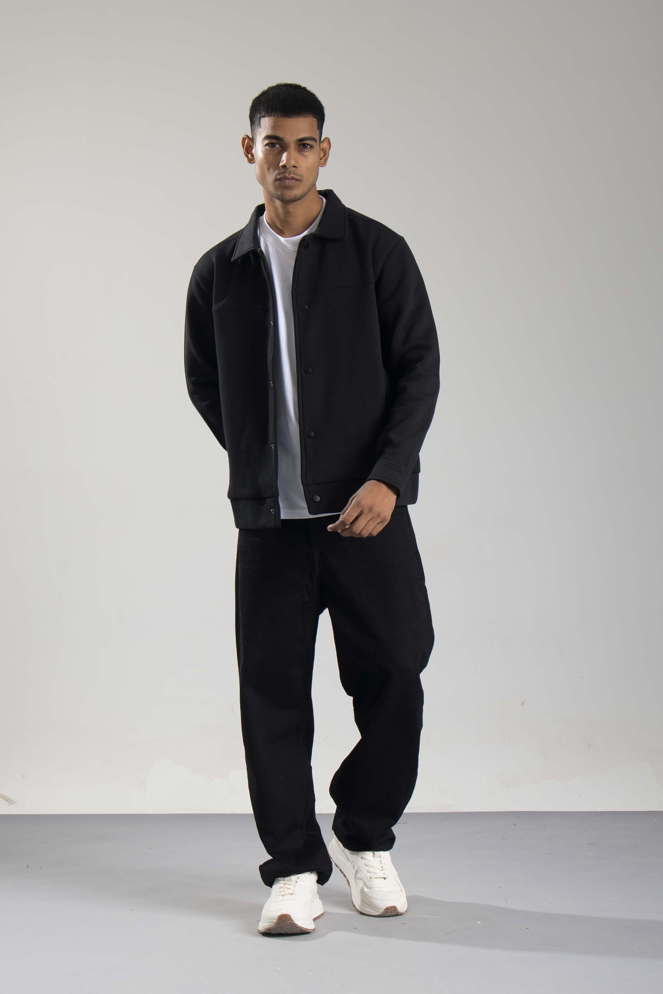 Oneway Men's Regular Fit Full Sleeve Solid Black Jacket