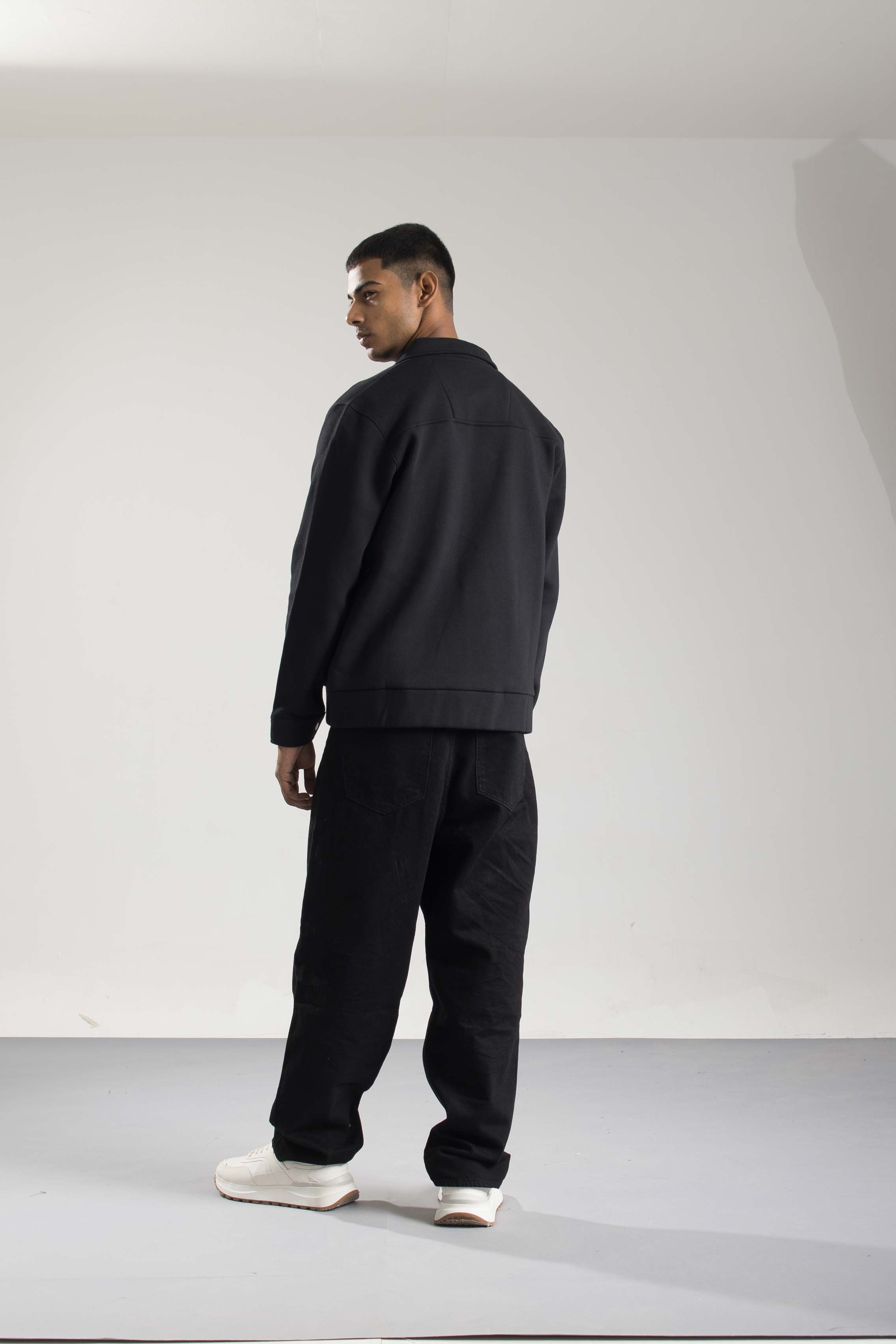 Oneway Men's Regular Fit Full Sleeve Solid Black Jacket