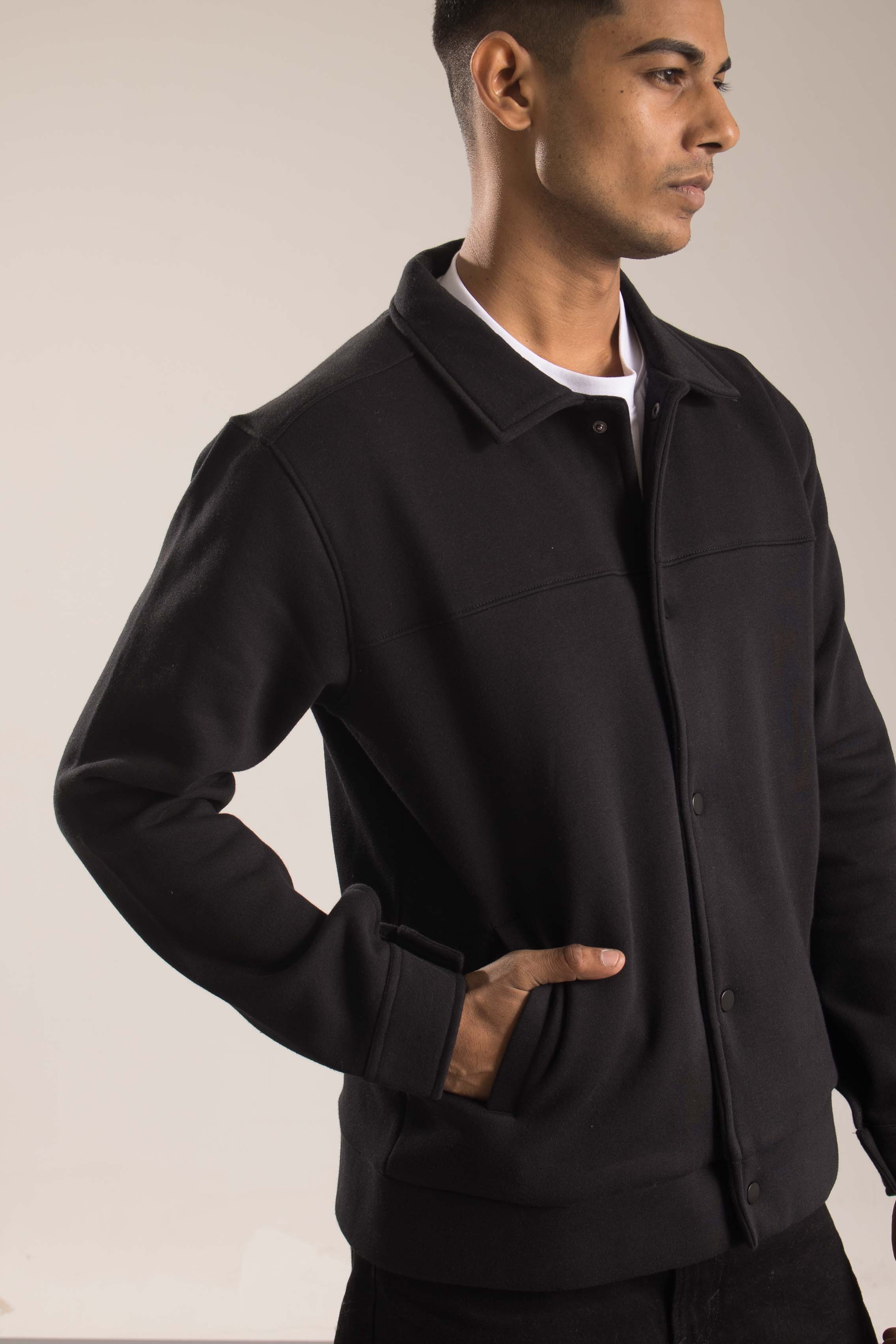 Oneway Men's Regular Fit Full Sleeve Solid Black Jacket