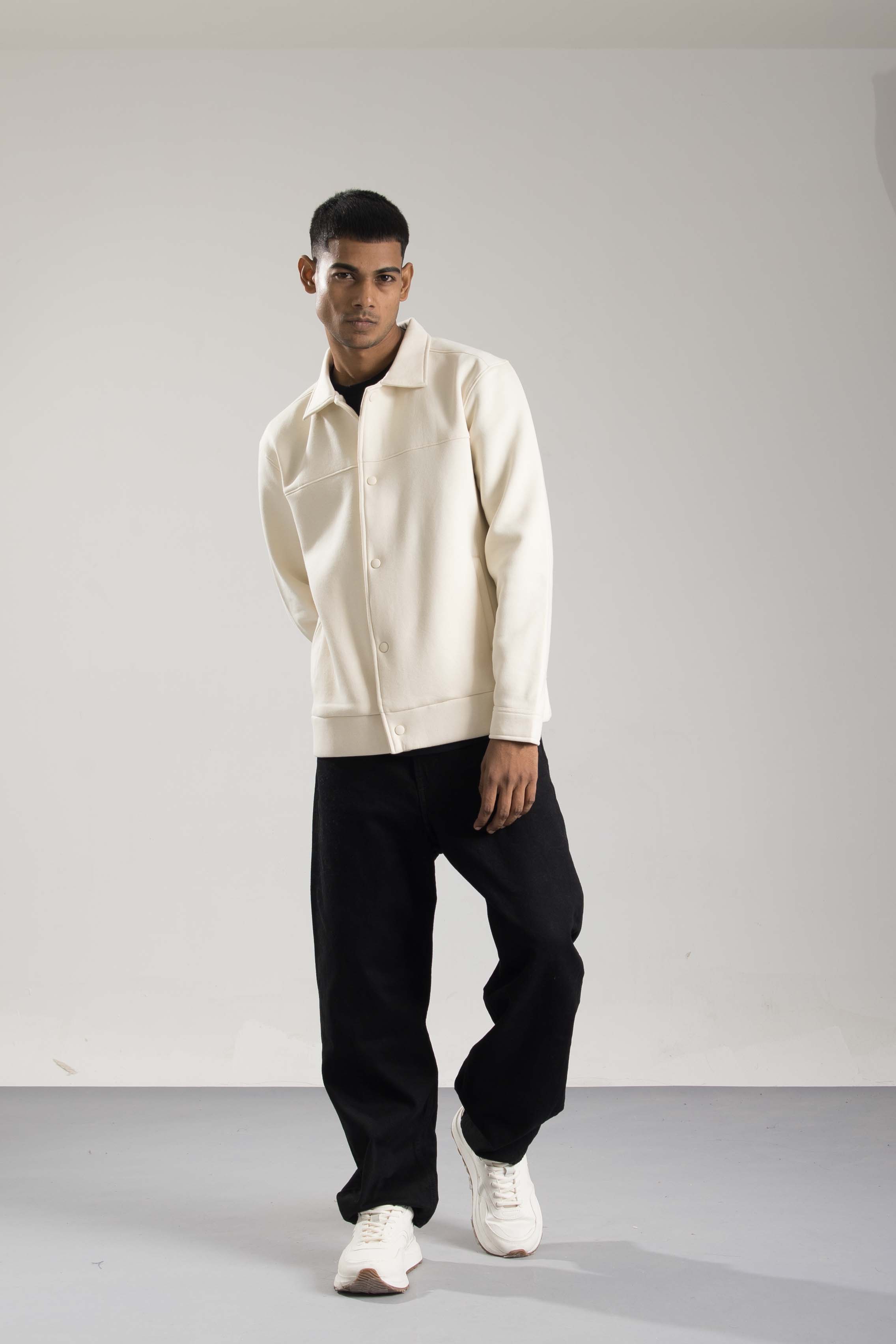Oneway Men Solid Off White Jacket