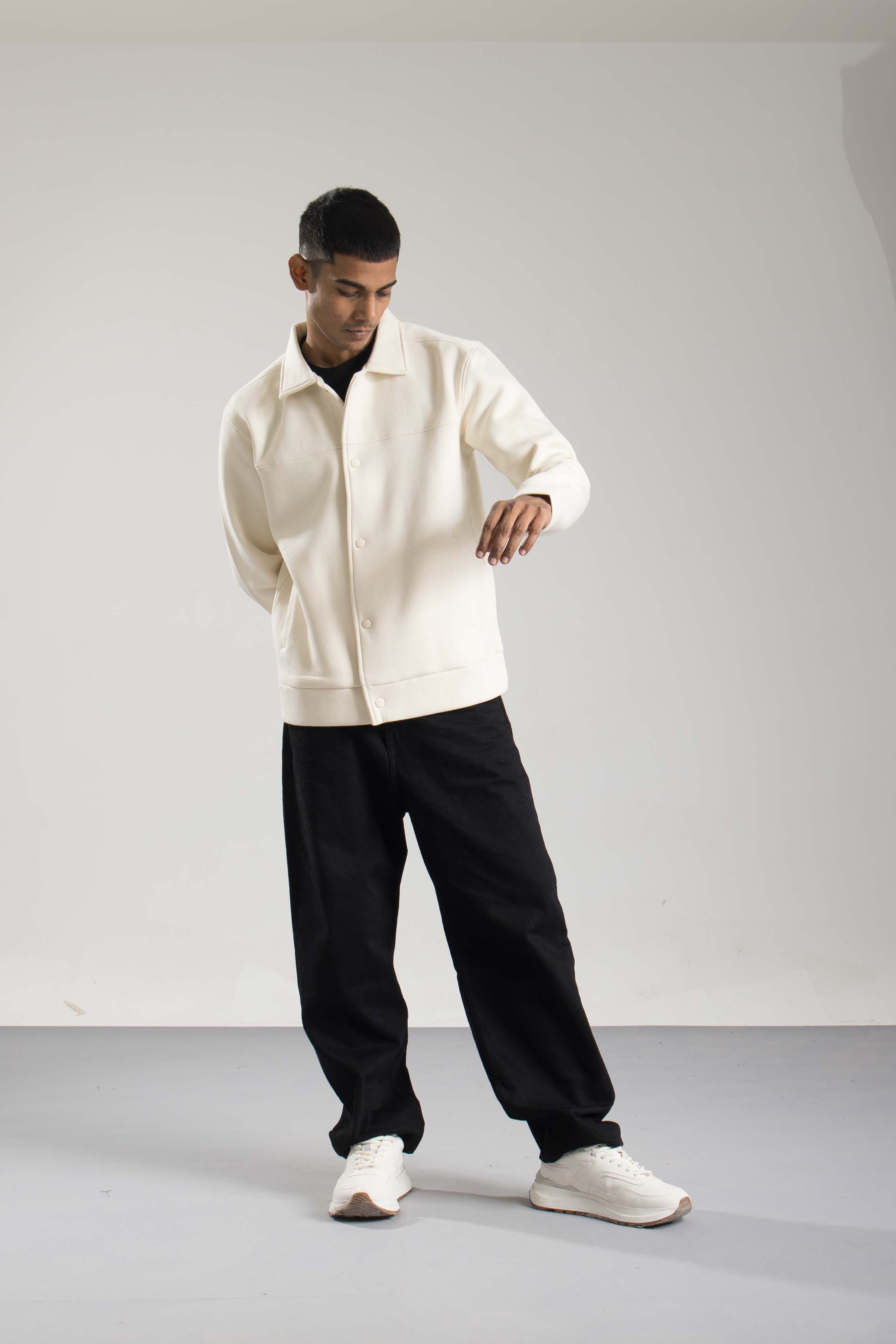 Oneway Men Solid Off White Jacket