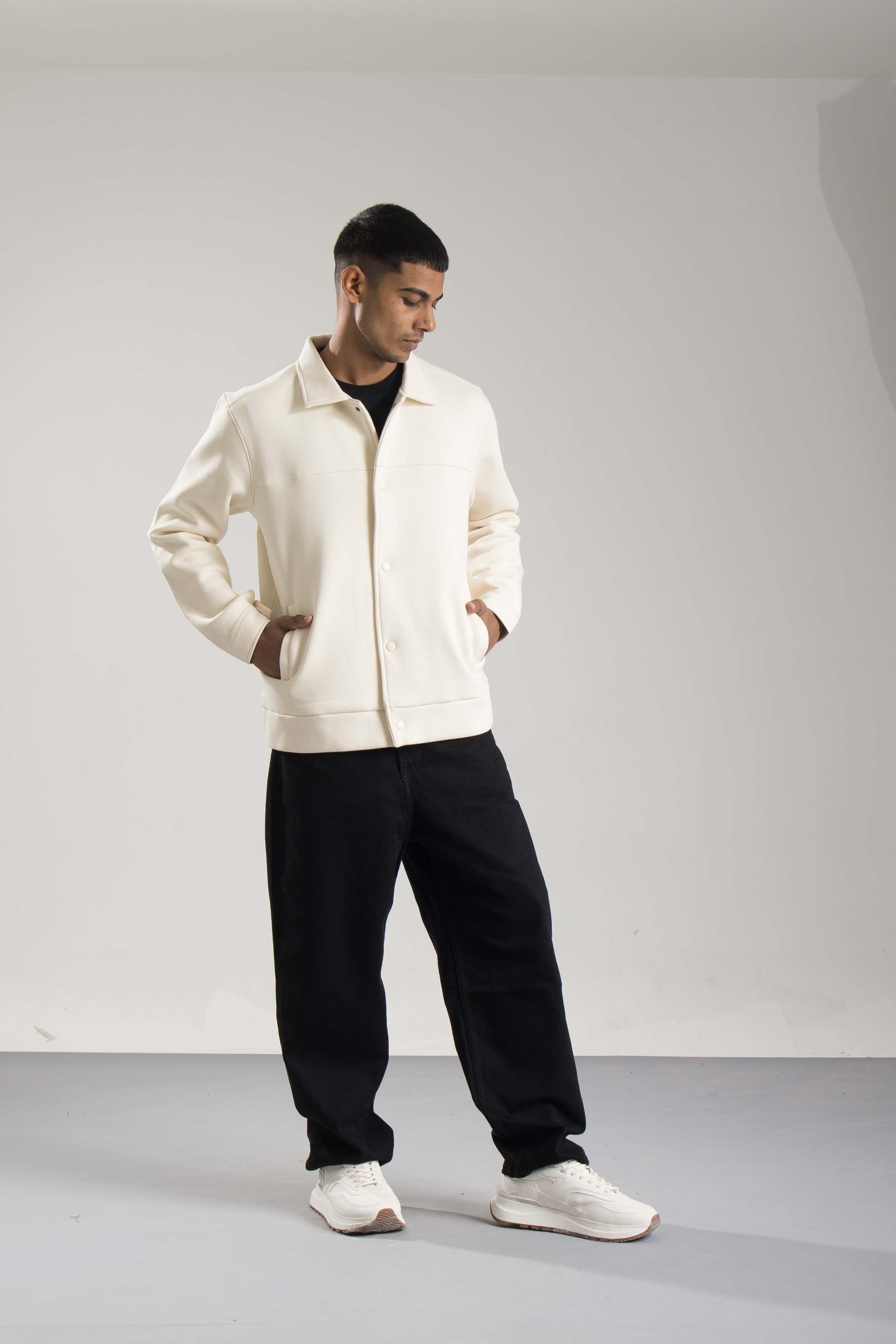 Oneway Men Solid Off White Jacket