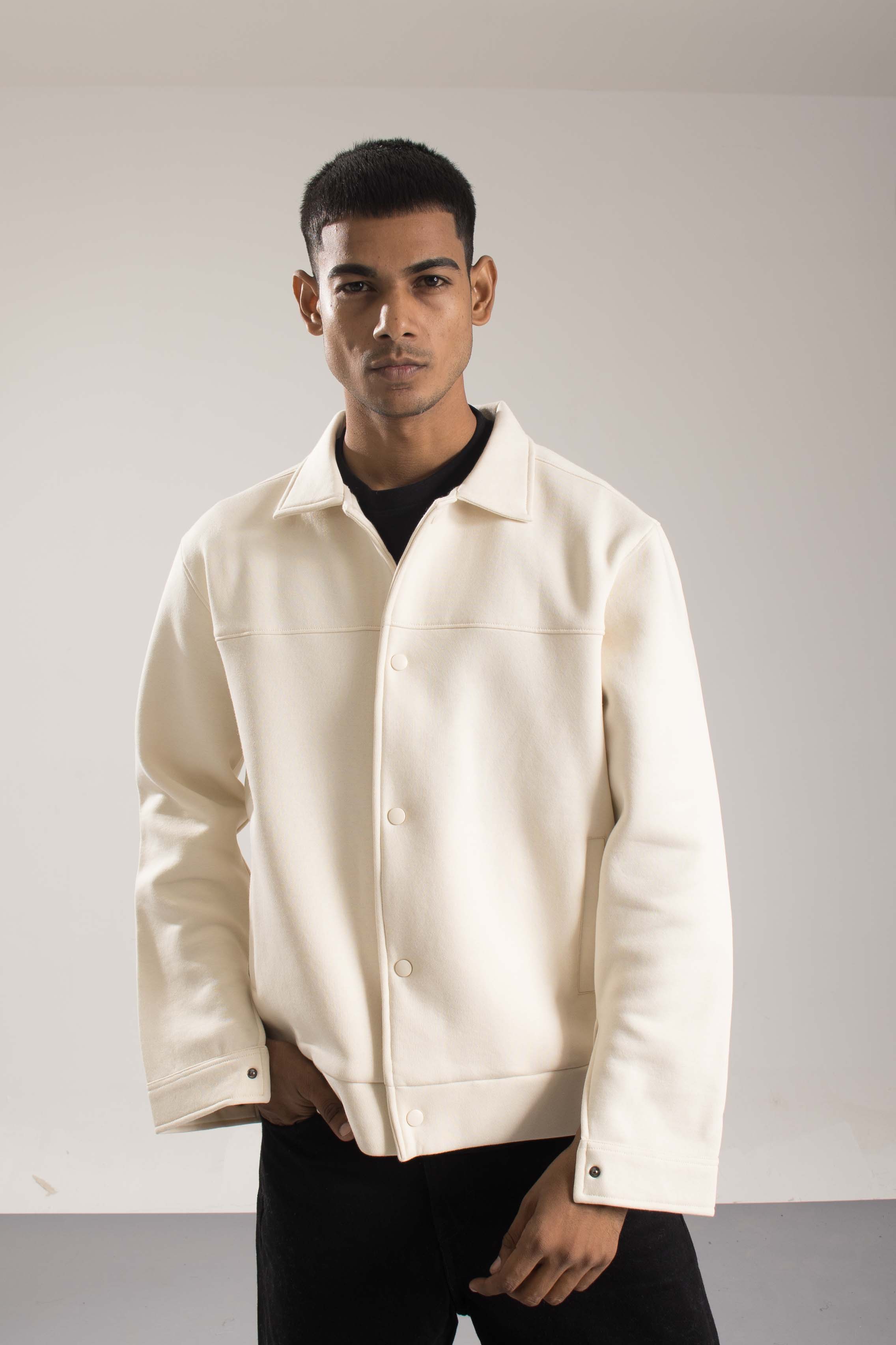 Oneway Men Solid Off White Jacket