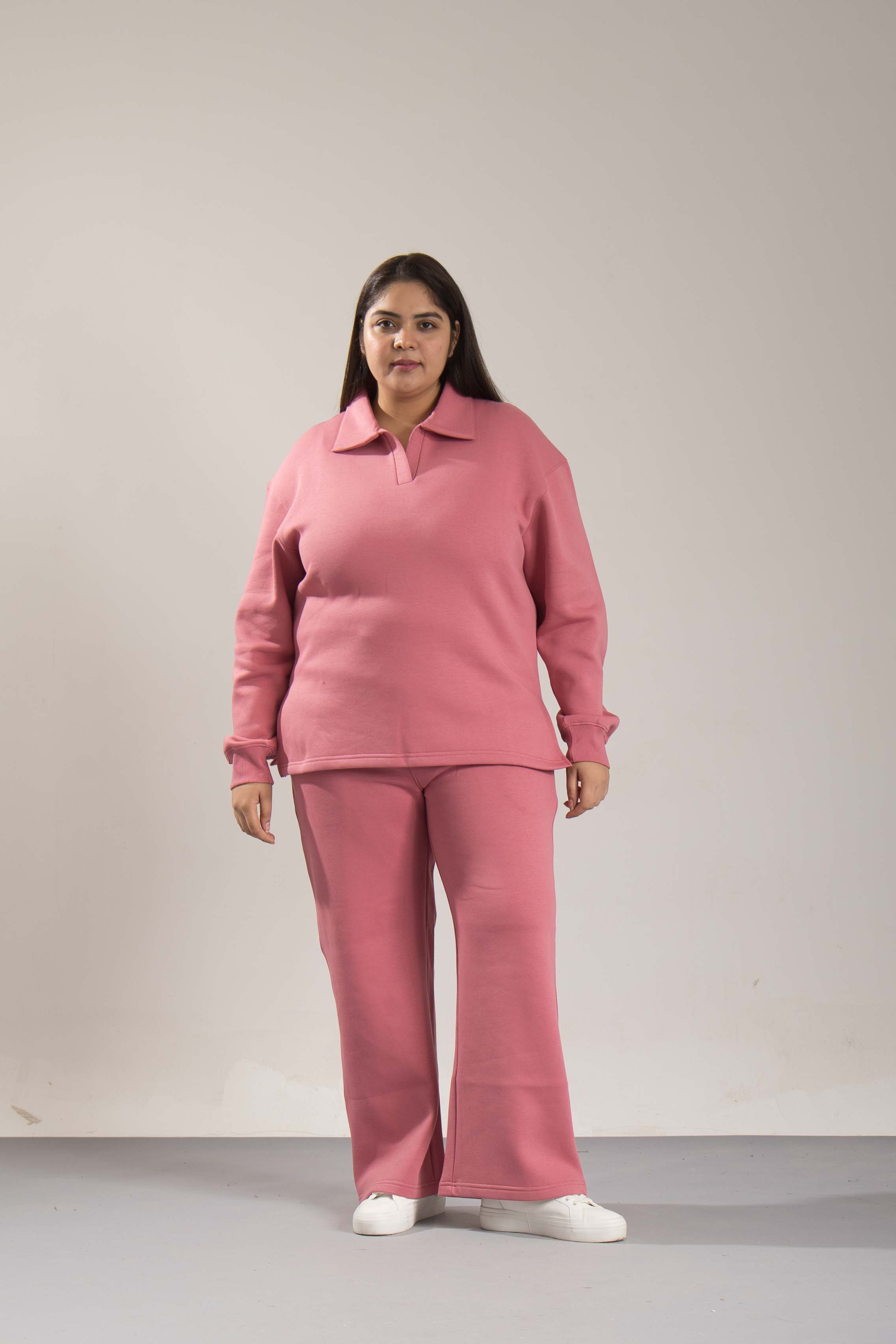 Oneway Women Solid Pink Track Suit
