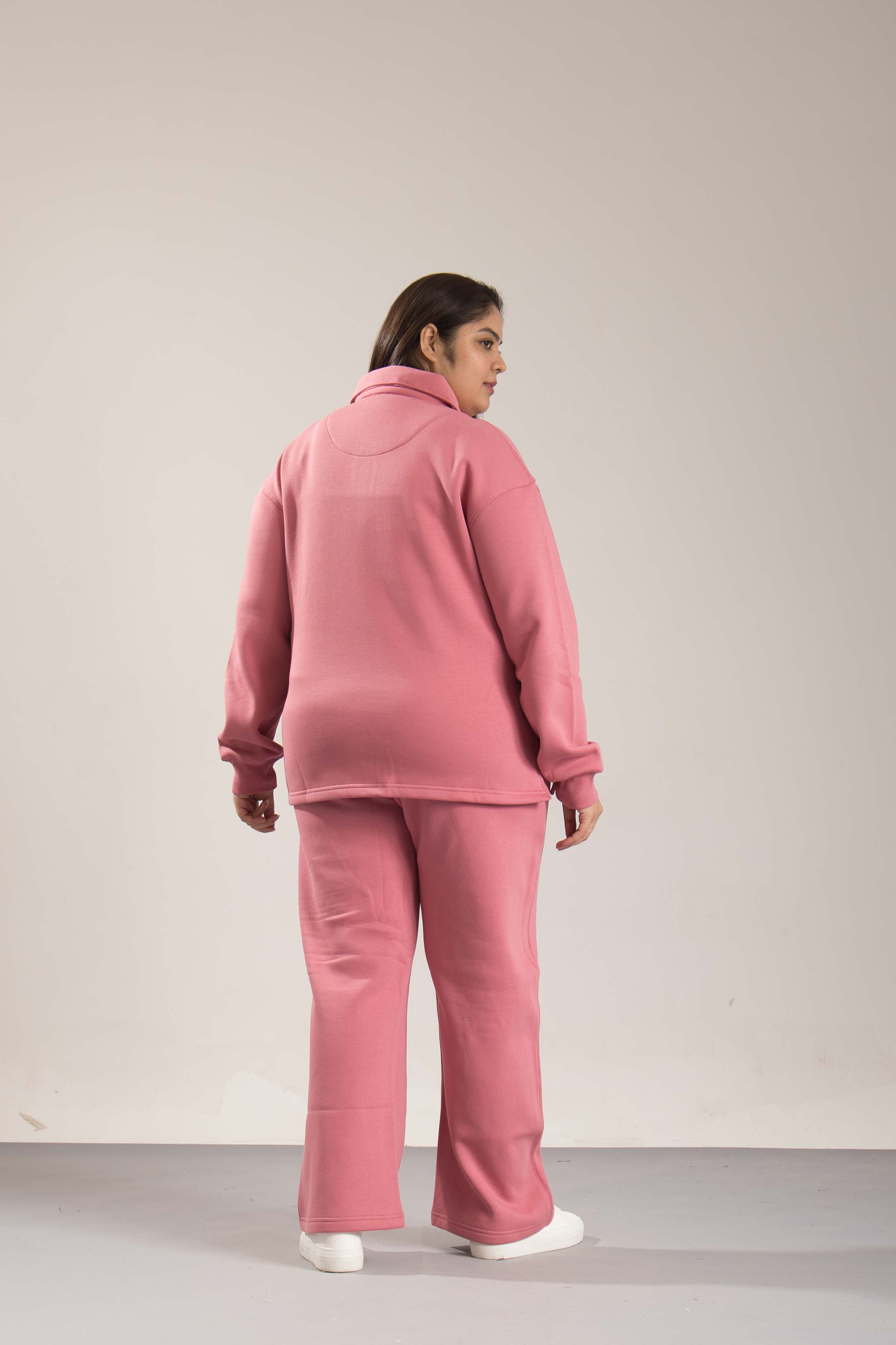 Oneway Women Solid Pink Track Suit