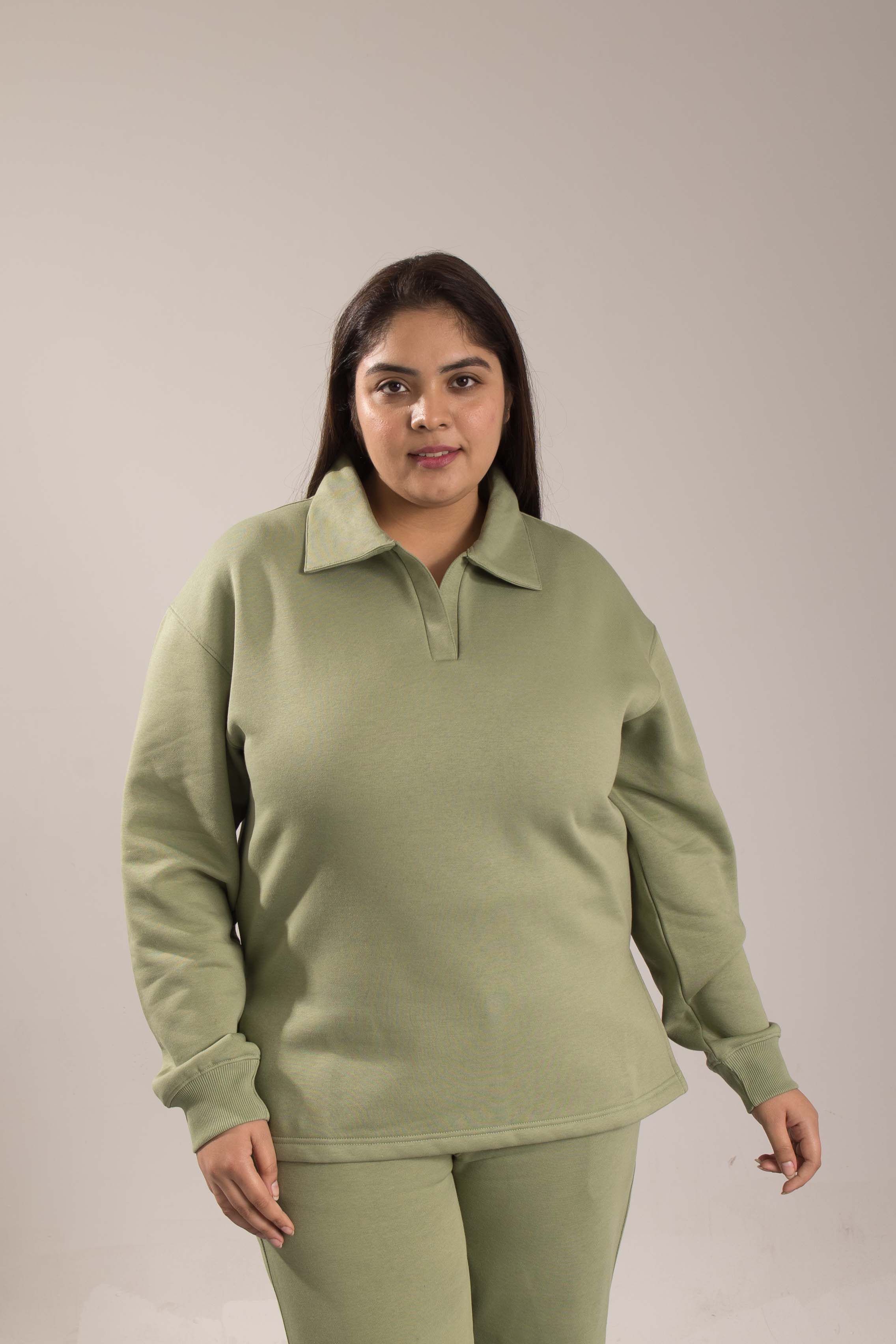 Oneway Women Solid Green Track Suit