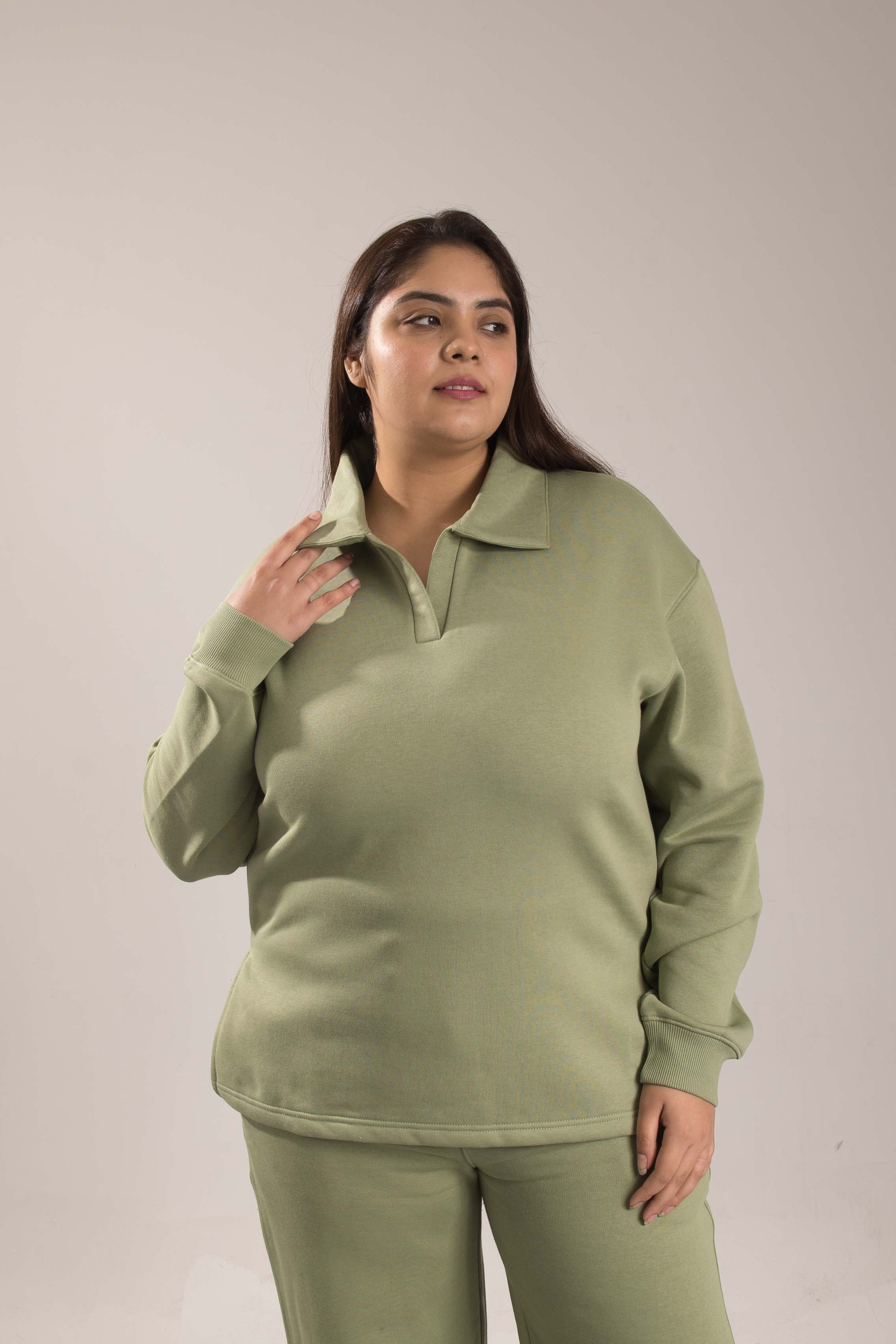 Oneway Women Solid Green Track Suit