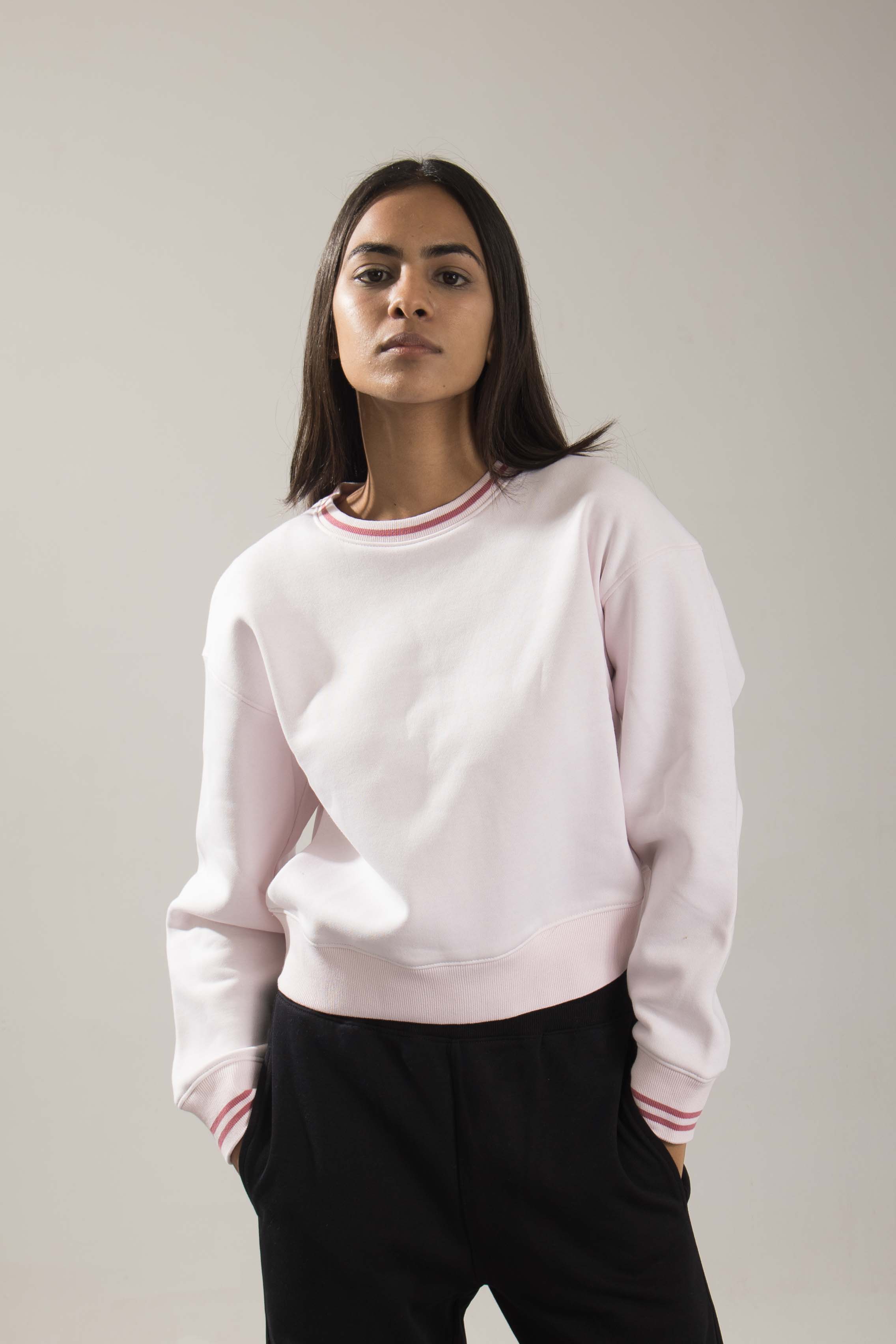 Oneway Women Striped Pink Sweat Shirt
