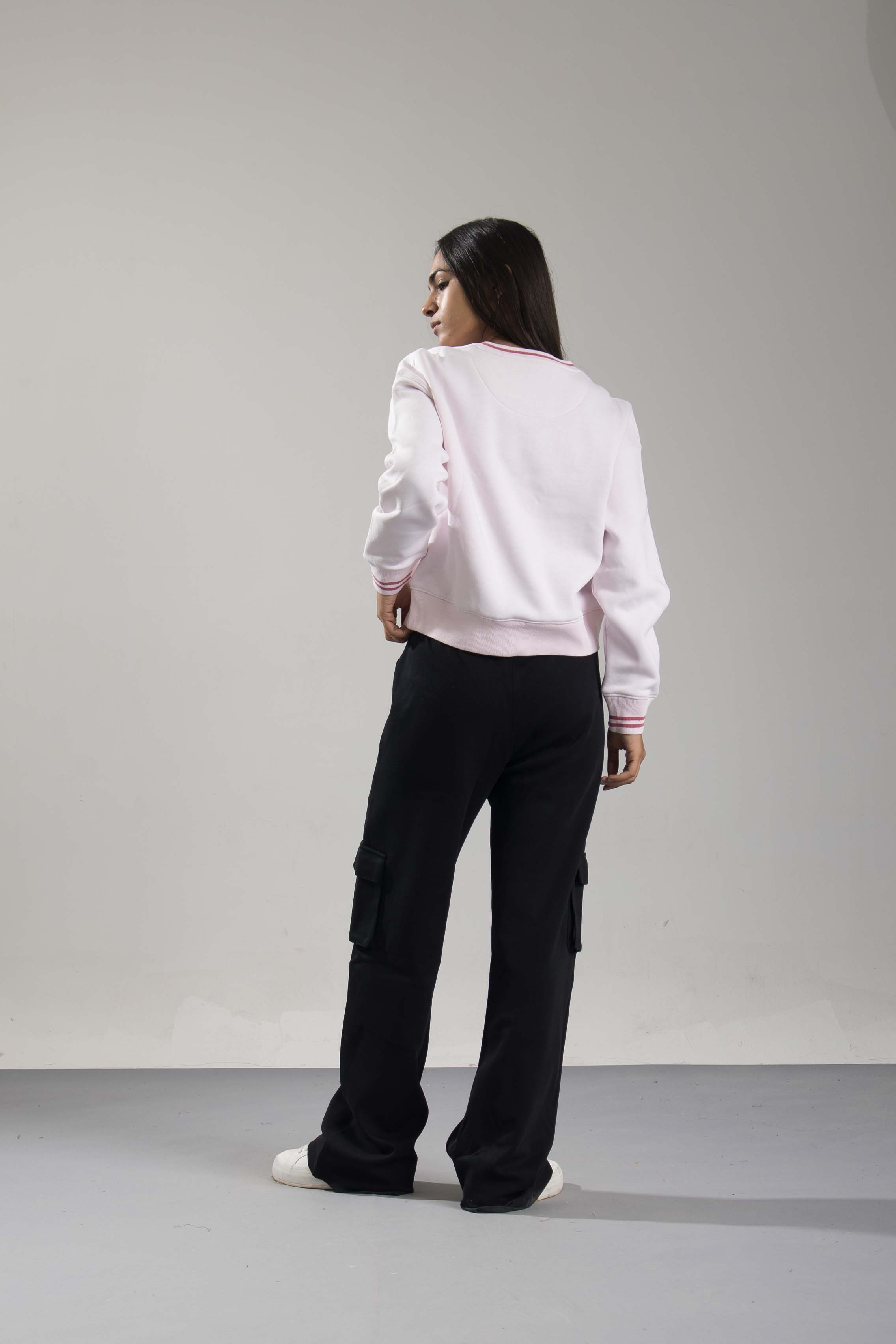 Oneway Women Striped Pink Sweat Shirt