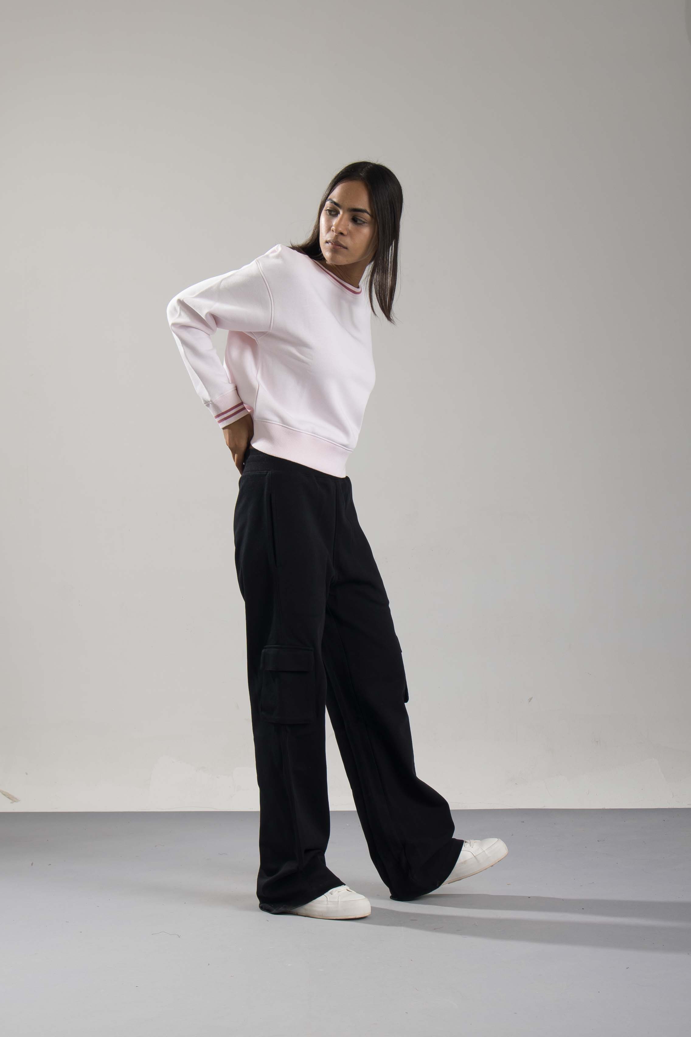Oneway Women Striped Pink Sweat Shirt