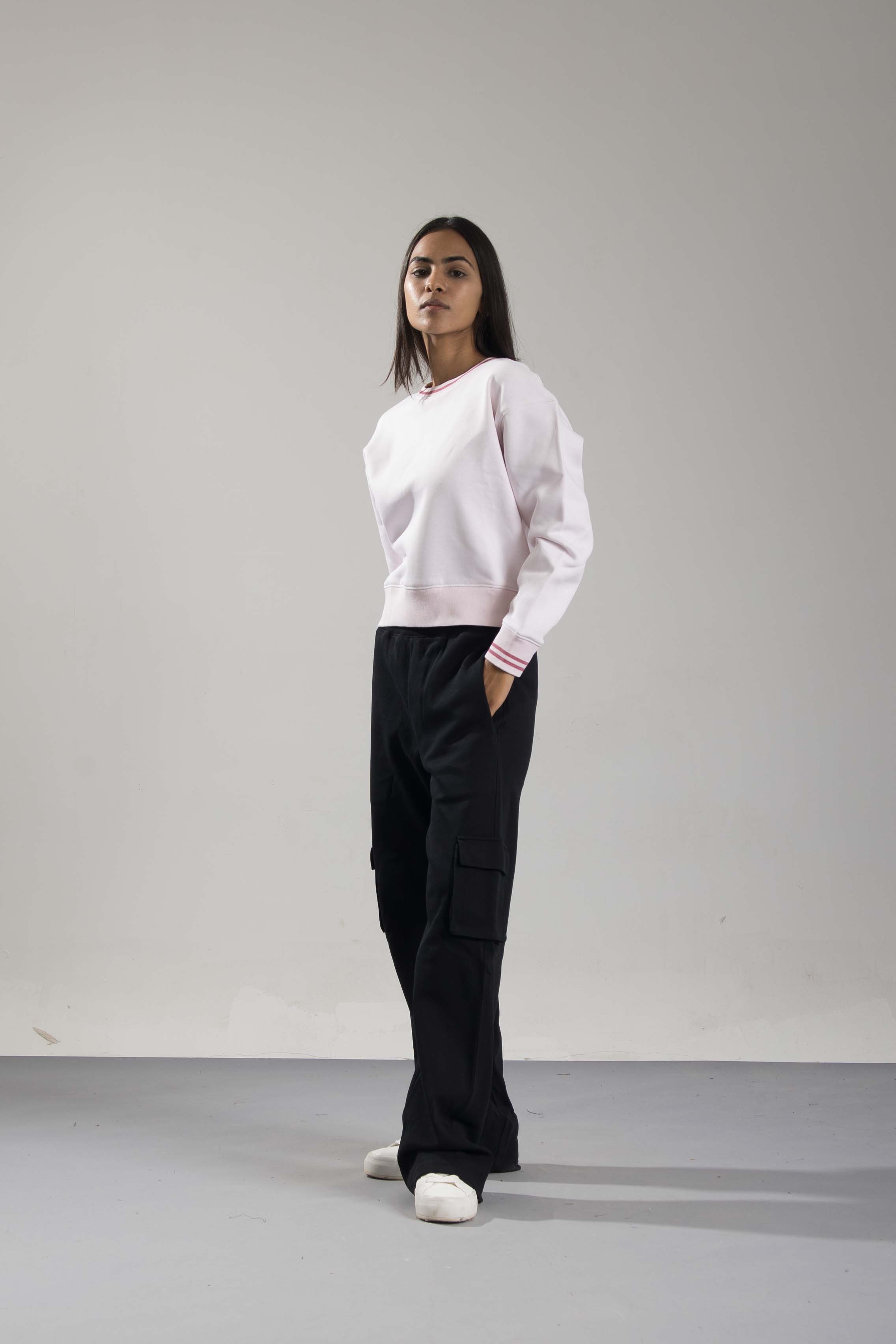 Oneway Women Striped Pink Sweat Shirt