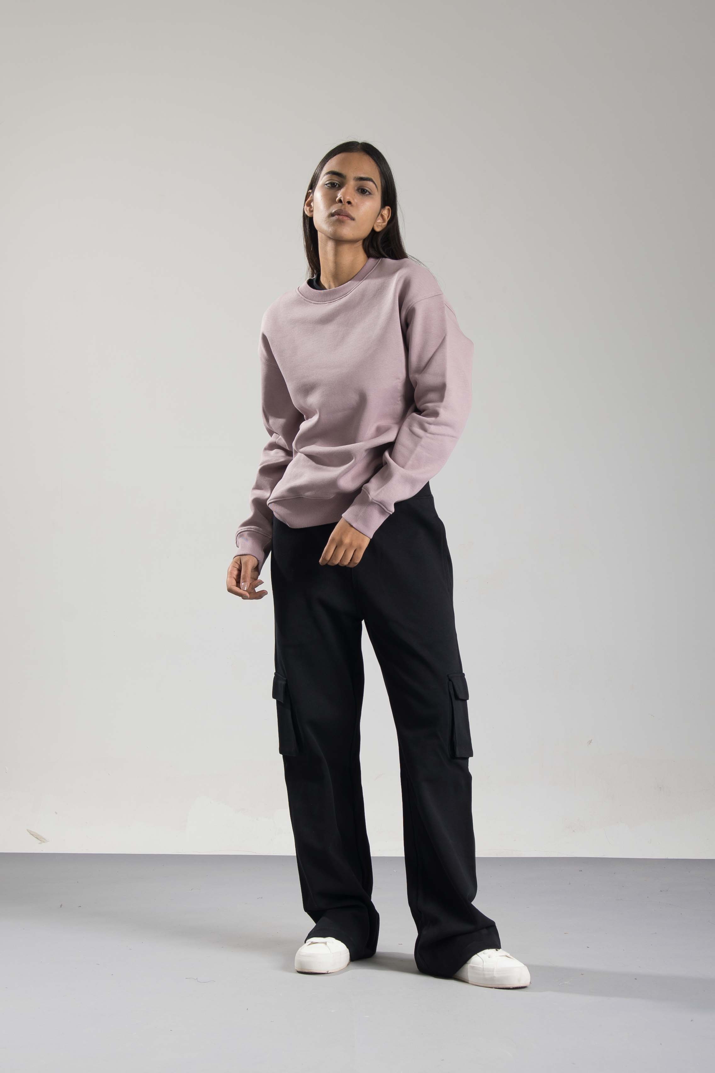 Oneway Women Solid Purple Sweat Shirt