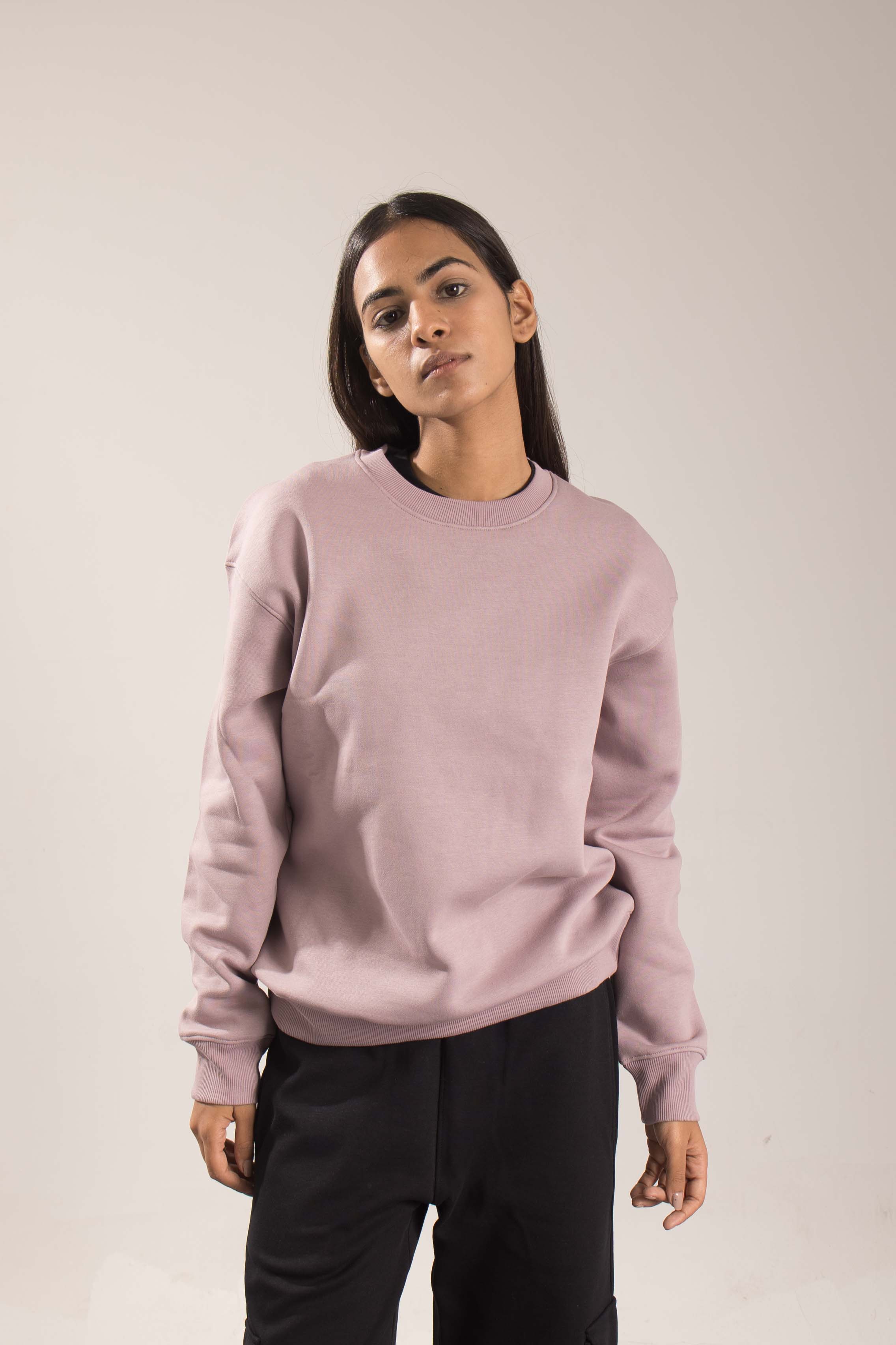 Oneway Women Solid Purple Sweat Shirt