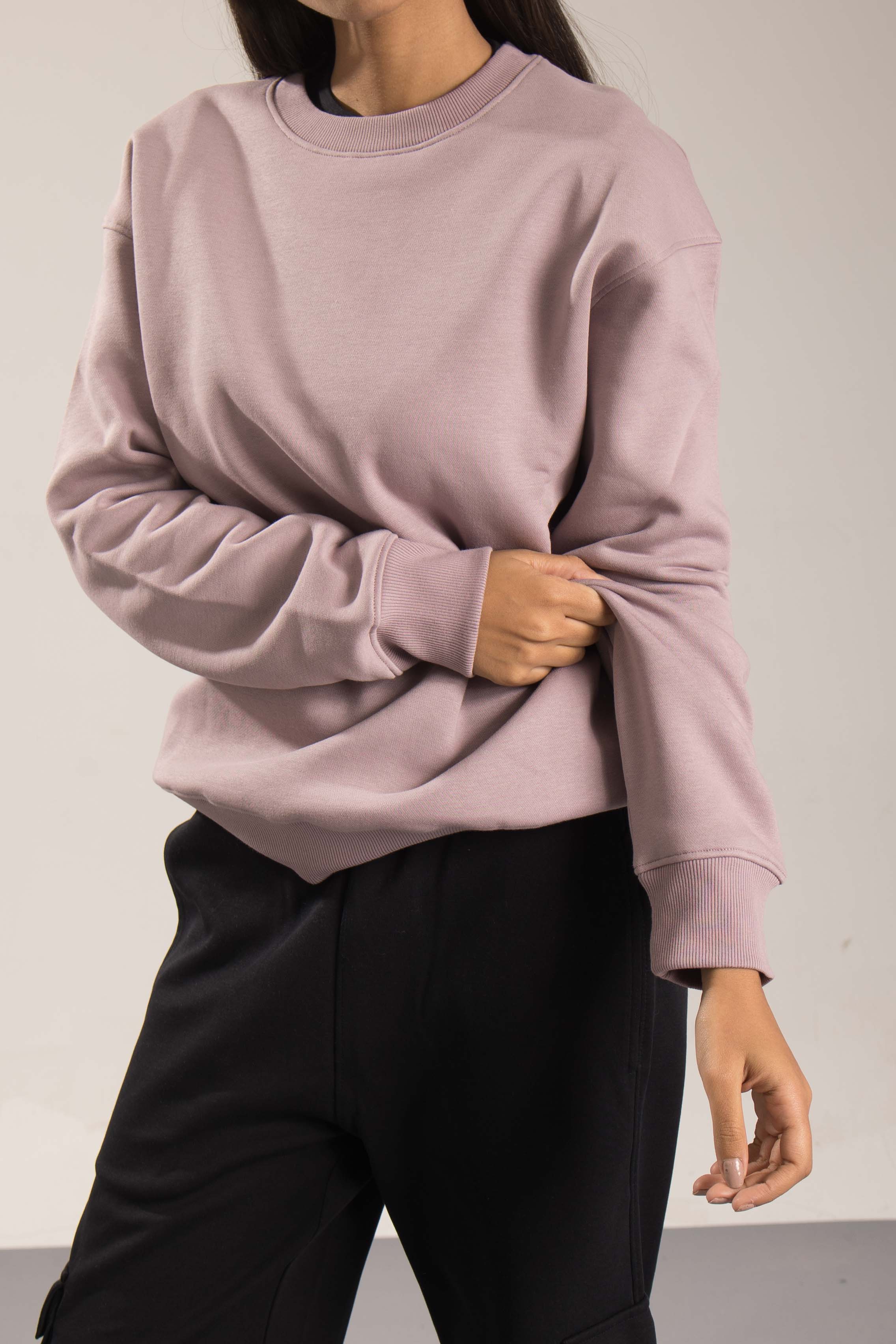 Oneway Women Solid Purple Sweat Shirt