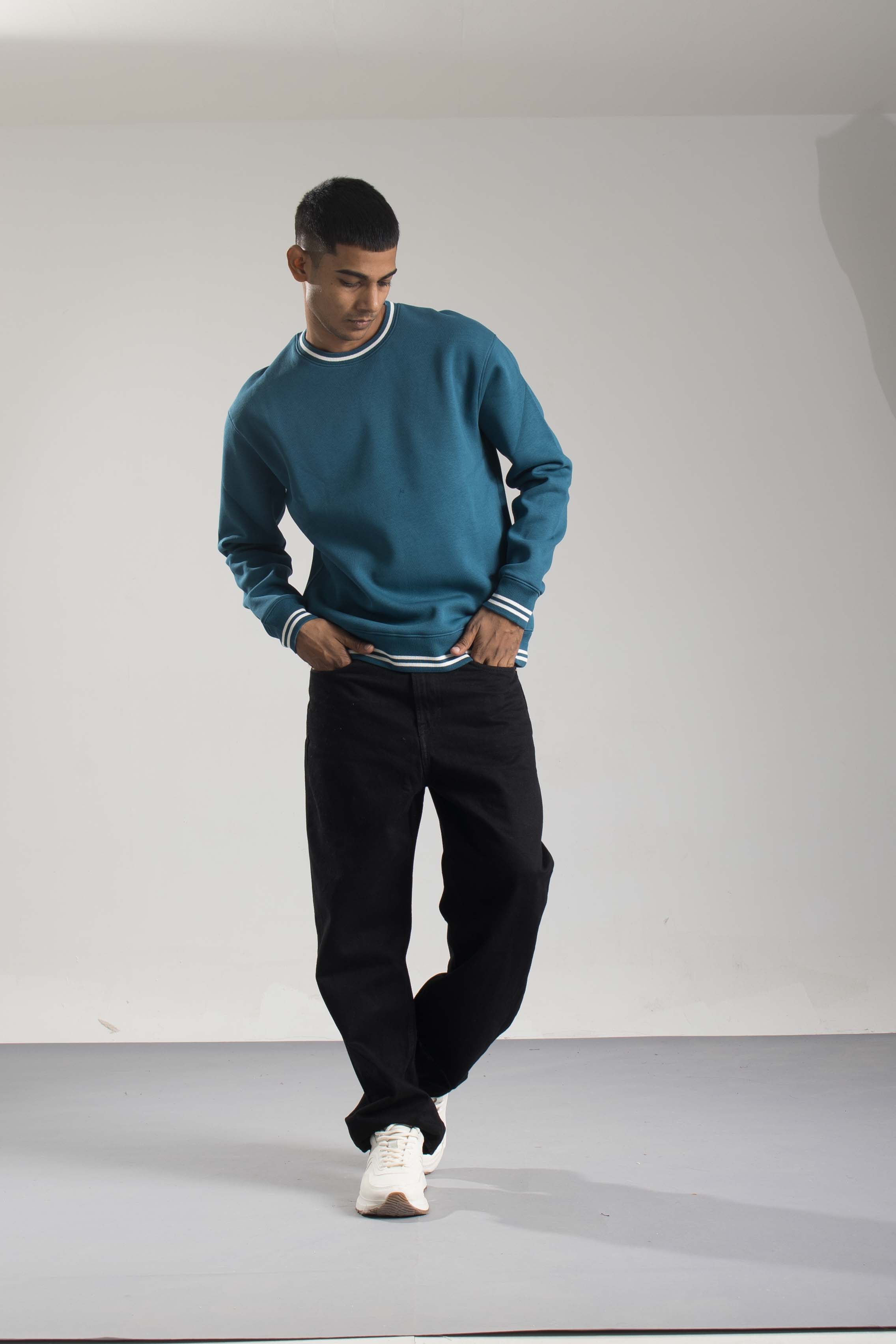 Oneway Men Striped Loose Fit Sweatshirt