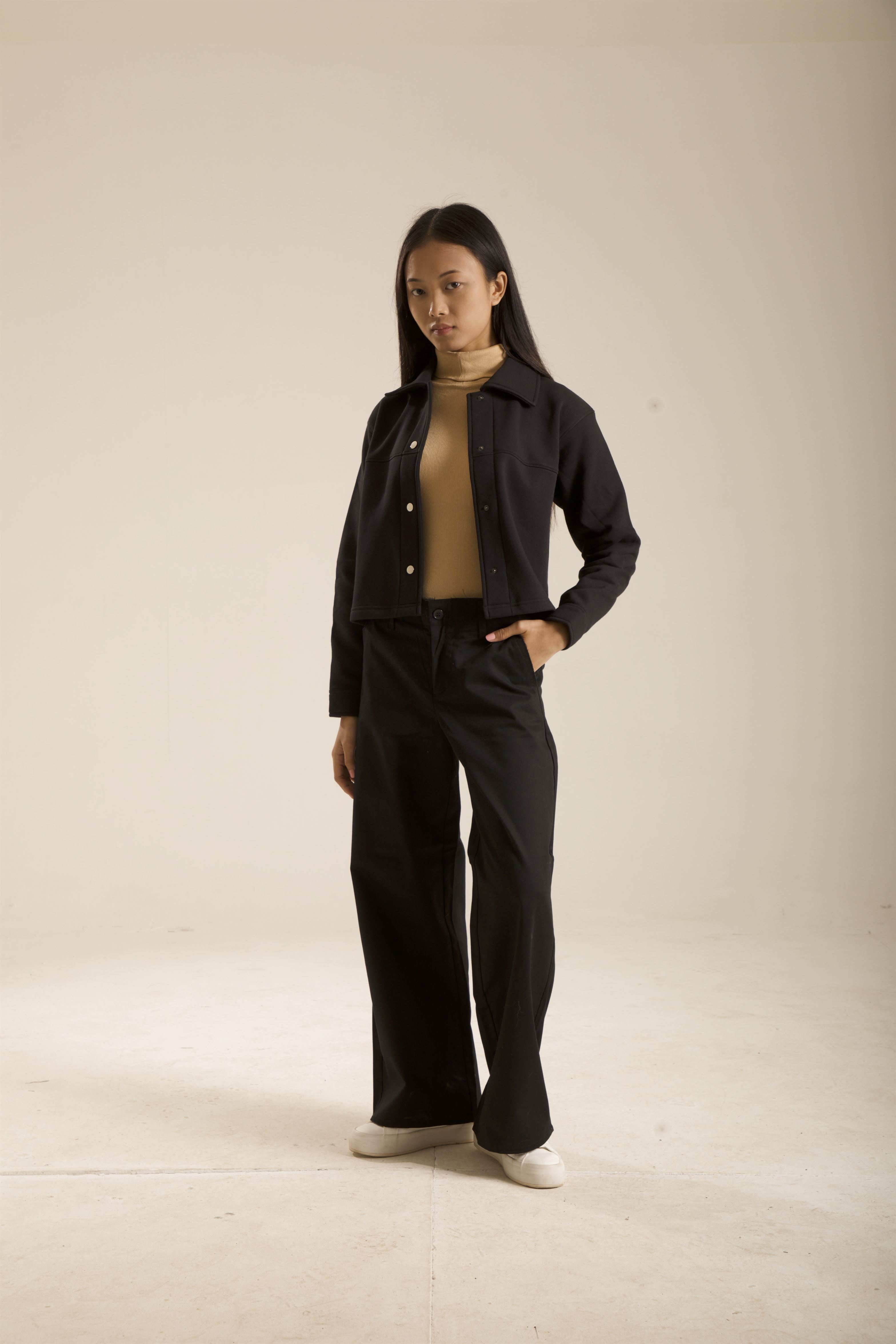 Oneway Women Solid Black Coat