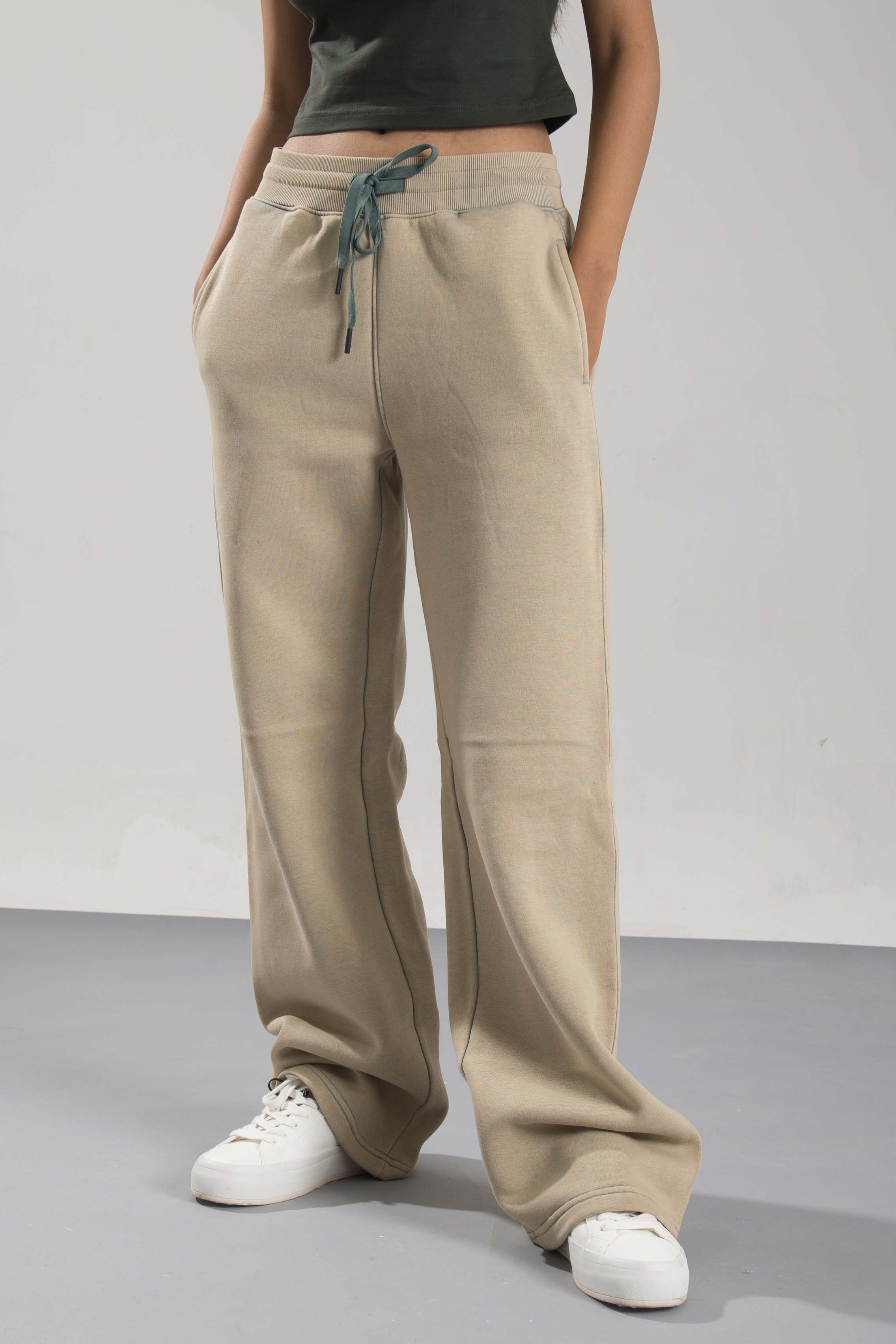 Oneway Women Solid Green Track Pants