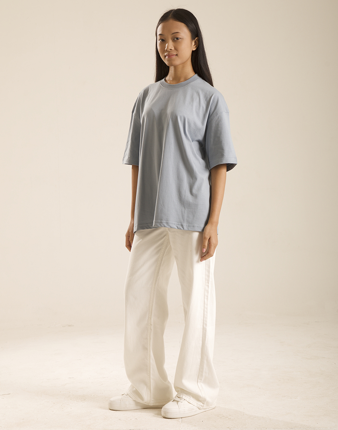 Oneway Women's Half Sleeve Oversized Blue Round Neck T-Shirt