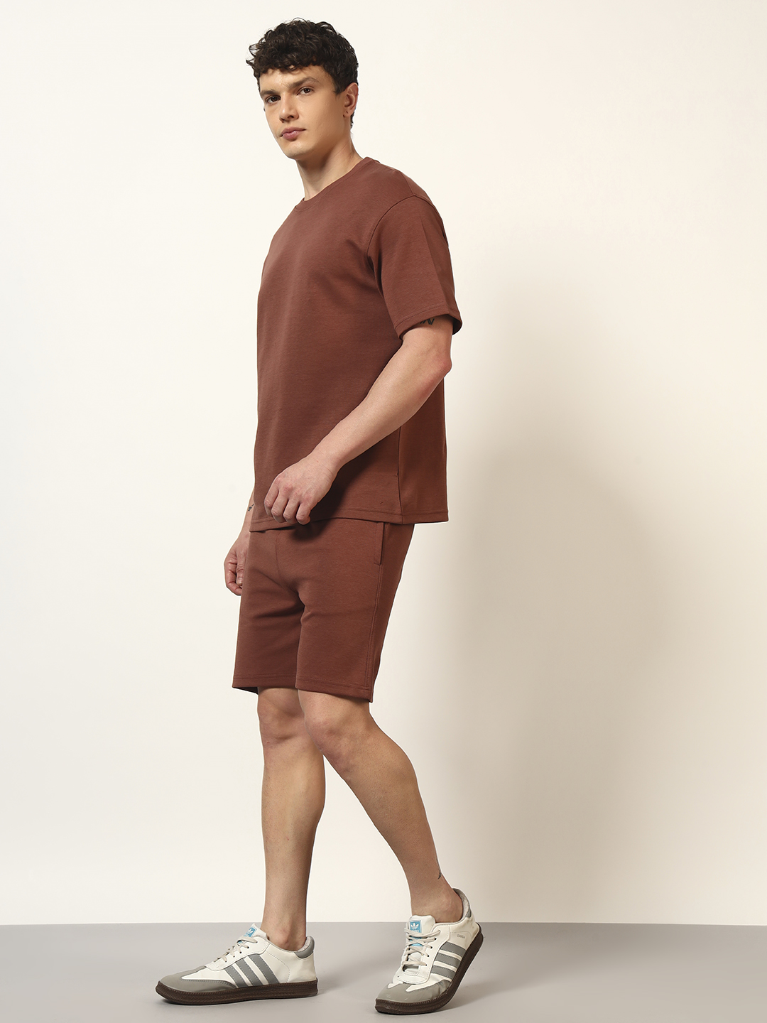 Oneway Men Solid Brown 1 Tshirt, 1 Shorts :: Co-Ords Set