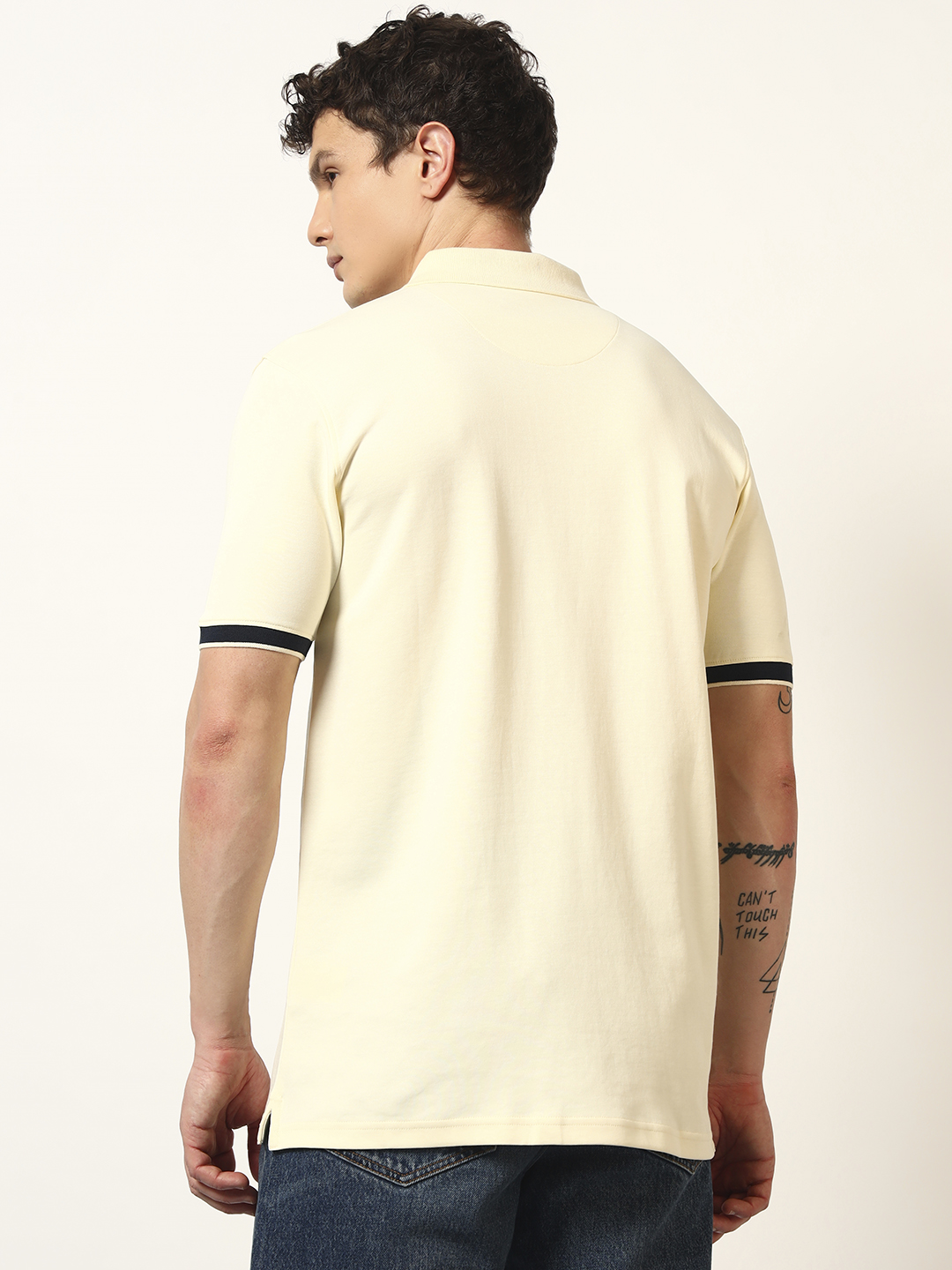 Oneway Men Solid Yellow T-Shirt