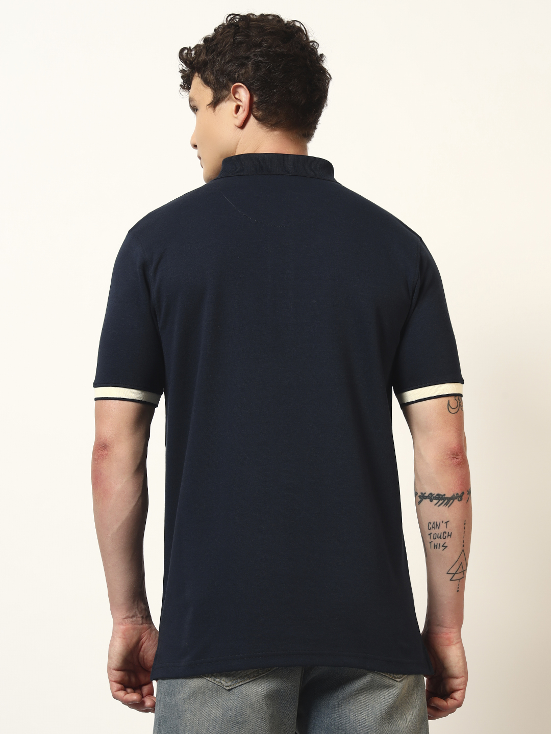 Oneway Men Solid Navy T-Shirt