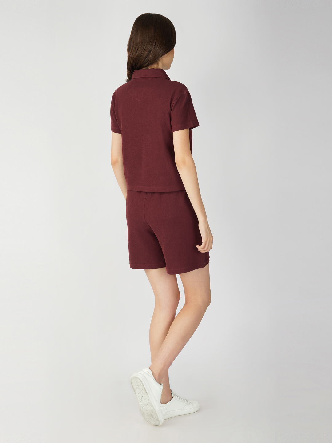 Oneway Women Solid Maroon 1 T-Shirt,1 Shorts::Co-Ord Set
