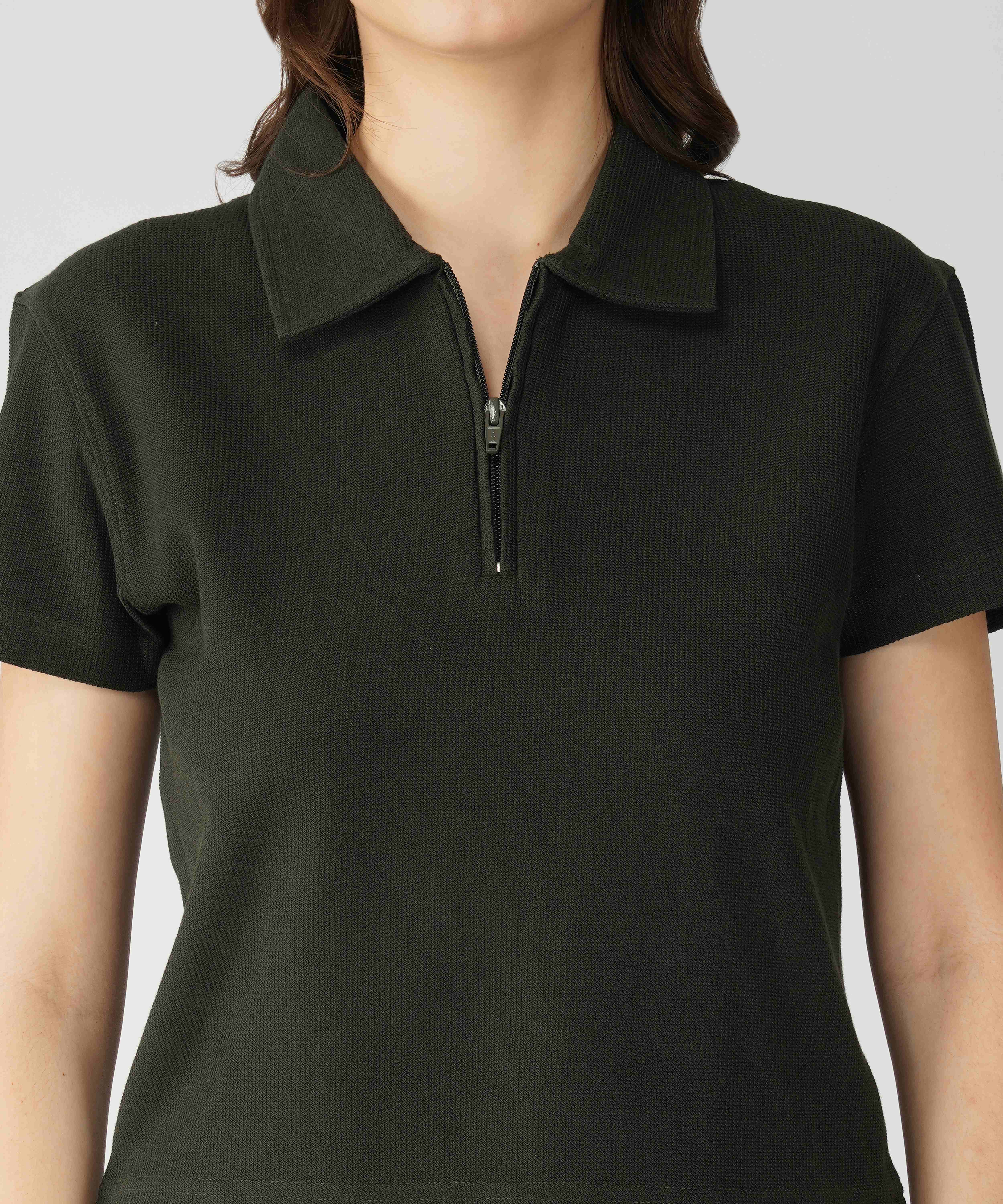 Oneway Women Casual Polo Neck Top & Shorts Co-ord Set