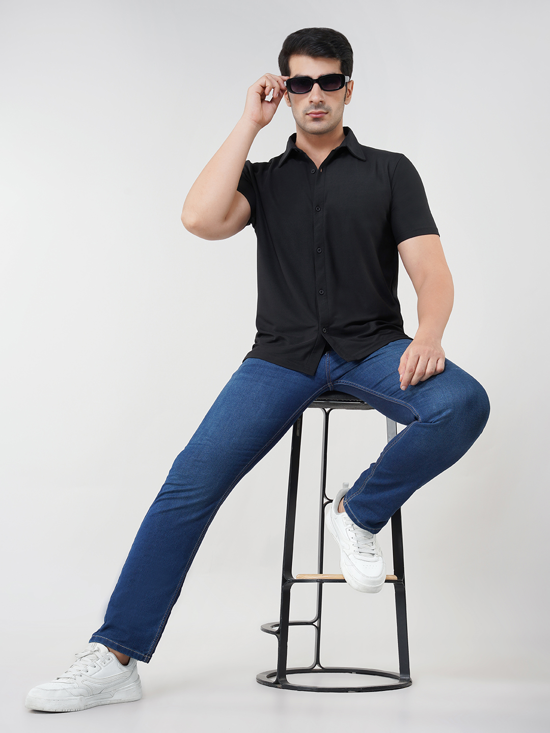 Oneway Men Solid Black Shirt